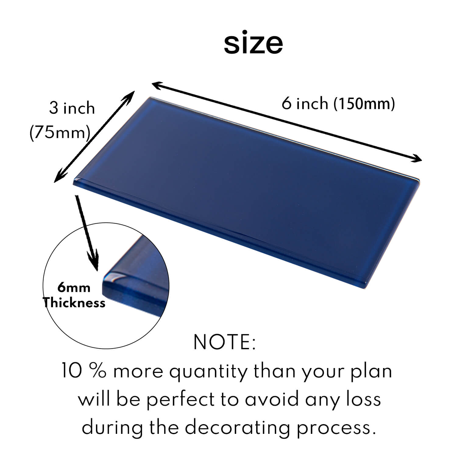 Peel and Stick Glass Subway Tile, 3 x 6 Inch, 5 Sq Ft, Cobalt Blue Glass for Bathroom Kitchen Backsplash Wall, 40-Pack