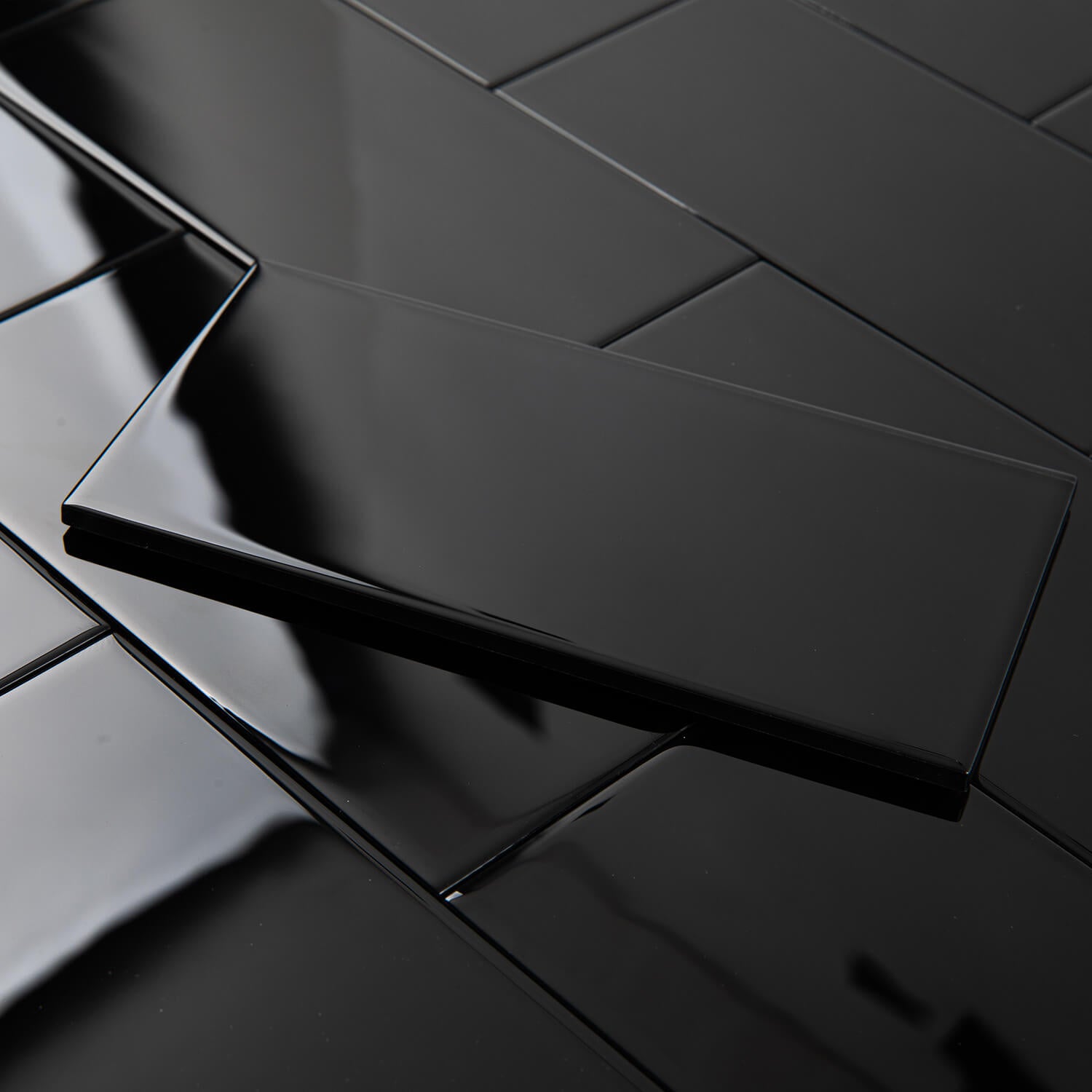 Peel and Stick Glass Subway Tile, 3 x 6 Inch, 5 Sq Ft, Black Glass for Bathroom Kitchen Backsplash Wall, 40-Pack