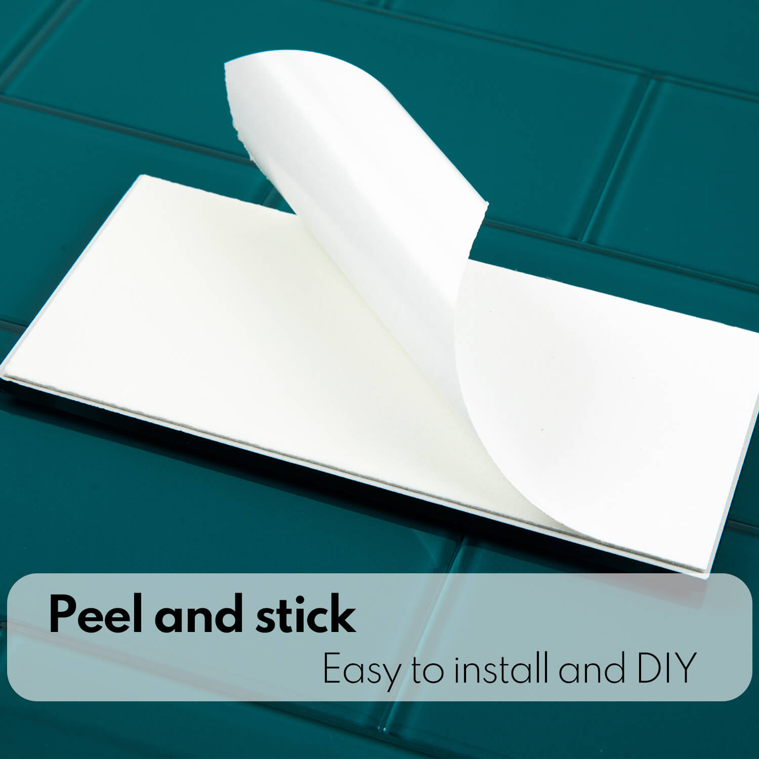 Peel and Stick Glass Subway Tile, 3 x 6 Inch, 5 Sq Ft, Dark Teal Glass for Bathroom Kitchen Backsplash Wall, Dark Green, 40-Pack