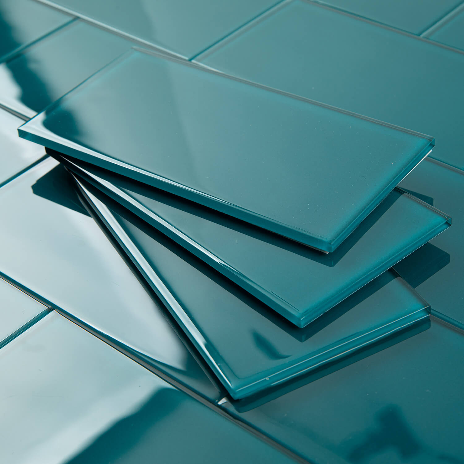 Peel and Stick Glass Subway Tile, 3 x 6 Inch, 5 Sq Ft, Dark Teal Glass for Bathroom Kitchen Backsplash Wall, Dark Green, 40-Pack