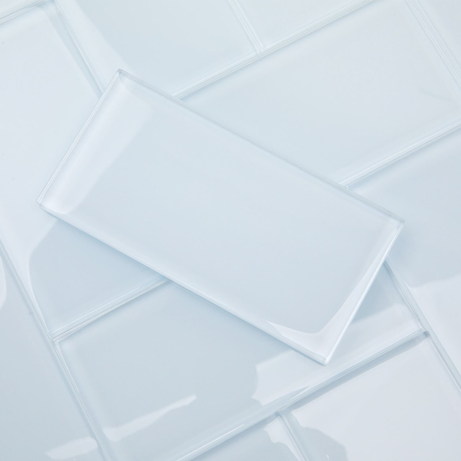 Ice Blue Glass Subway Tile, Light Blue Glass for Bathroom Kitchen Shower Backsplash Wall, 3 x 6 Inches, 4 Sq.Ft.