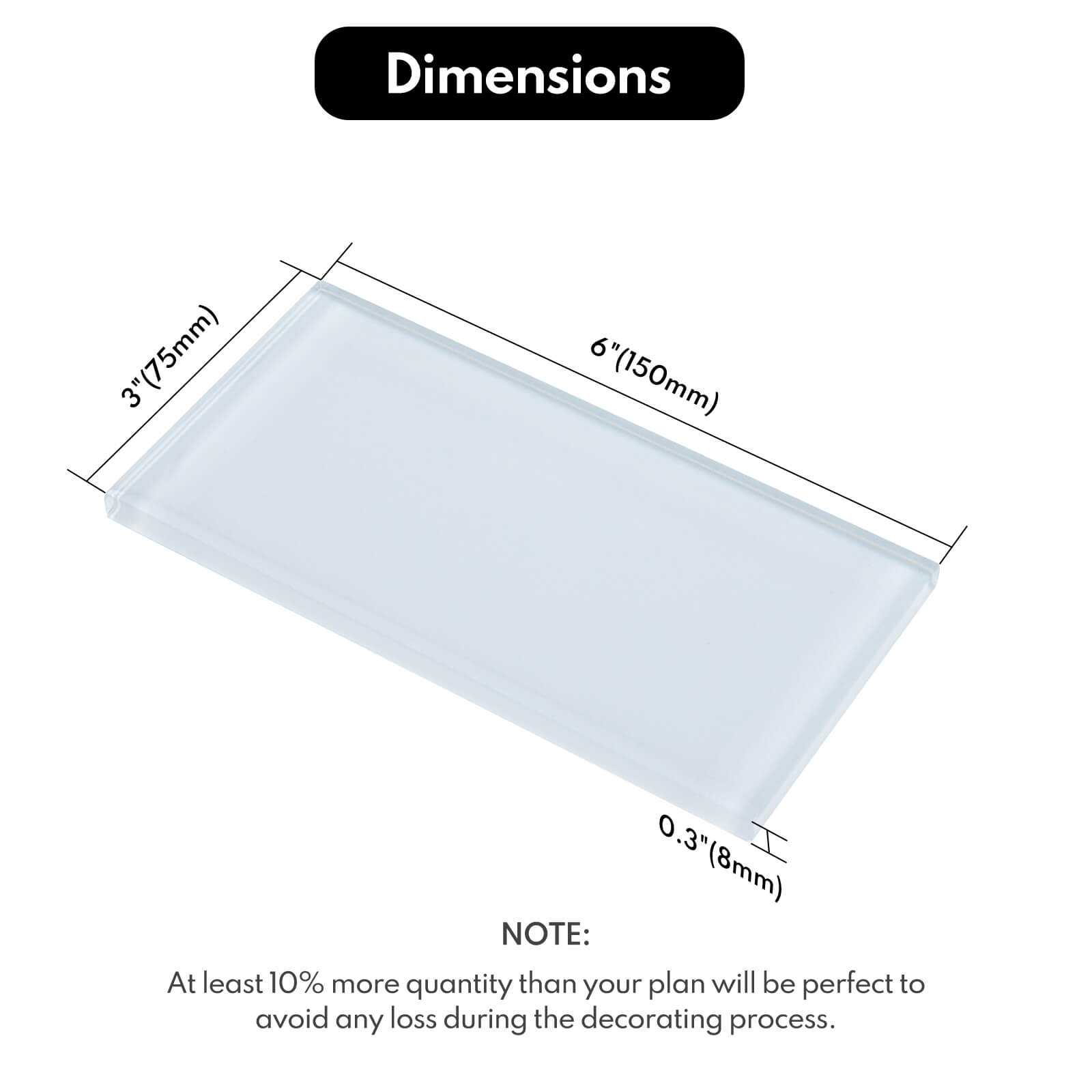 Ice Blue Glass Subway Tile, Light Blue Glass for Bathroom Kitchen Shower Backsplash Wall, 3 x 6 Inches, 4 Sq.Ft.