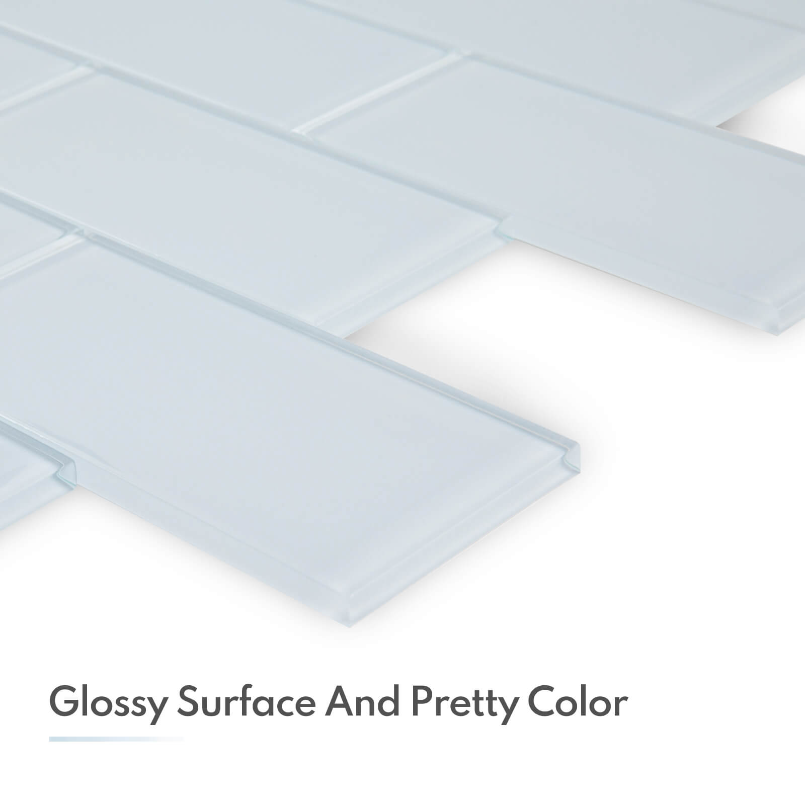 Ice Blue Glass Subway Tile, Light Blue Glass for Bathroom Kitchen Shower Backsplash Wall, 3 x 6 Inches, 4 Sq.Ft.