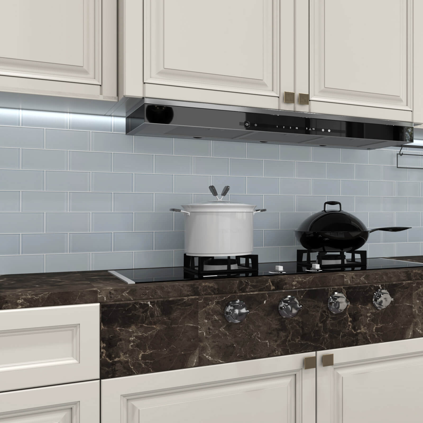 Ice Blue Glass Subway Tile, Light Blue Glass for Bathroom Kitchen Shower Backsplash Wall, 3 x 6 Inches, 4 Sq.Ft.