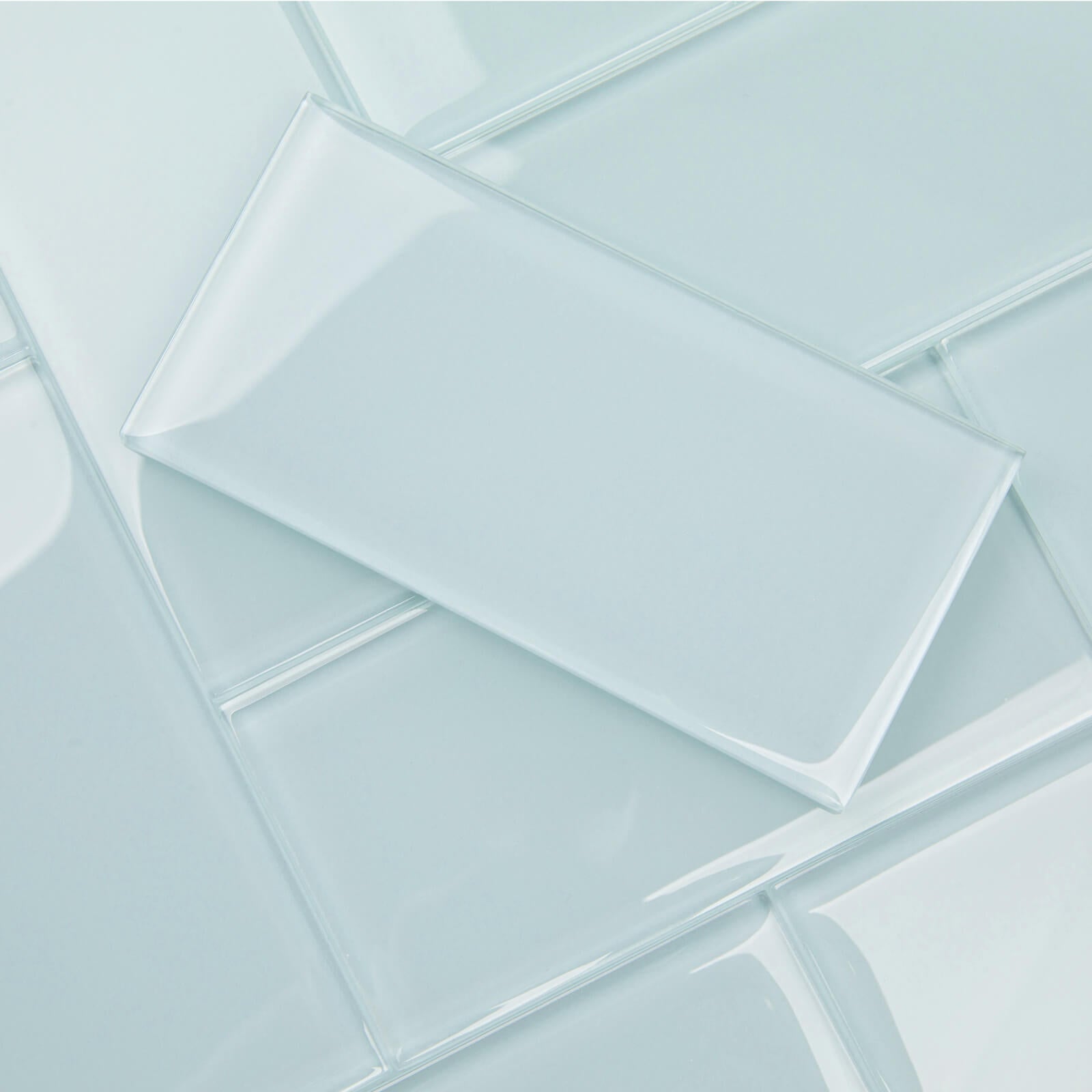 Soft Blue Glass Subway Tile, Glass for Bathroom Kitchen Shower Backsplash Wall, 3 x 6 Inches, 4 Sq.Ft.