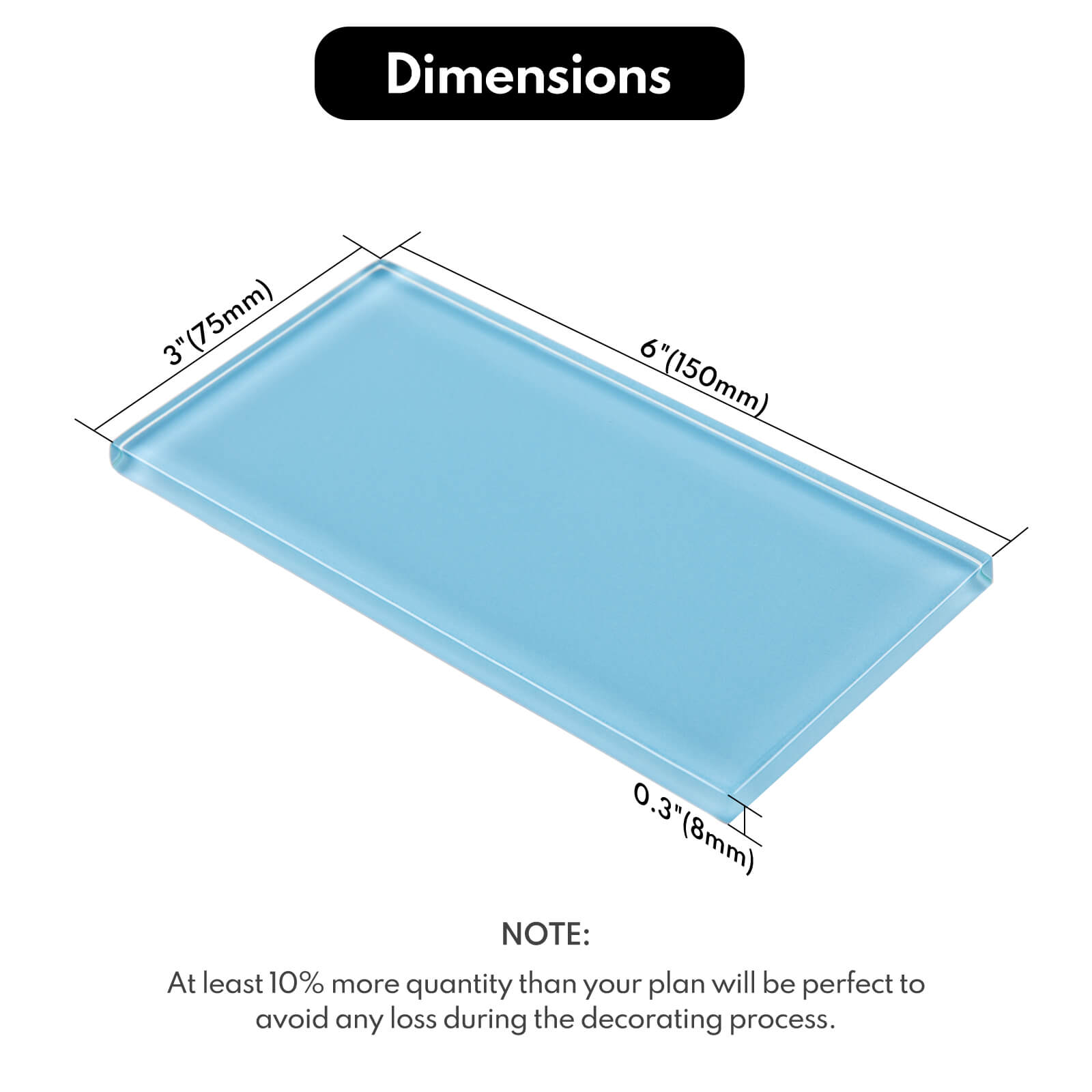 Blue Glass Subway Tile, Glass for Bathroom Kitchen Shower Backsplash Wall, 3 x 6 Inches, 4 Sq.Ft.