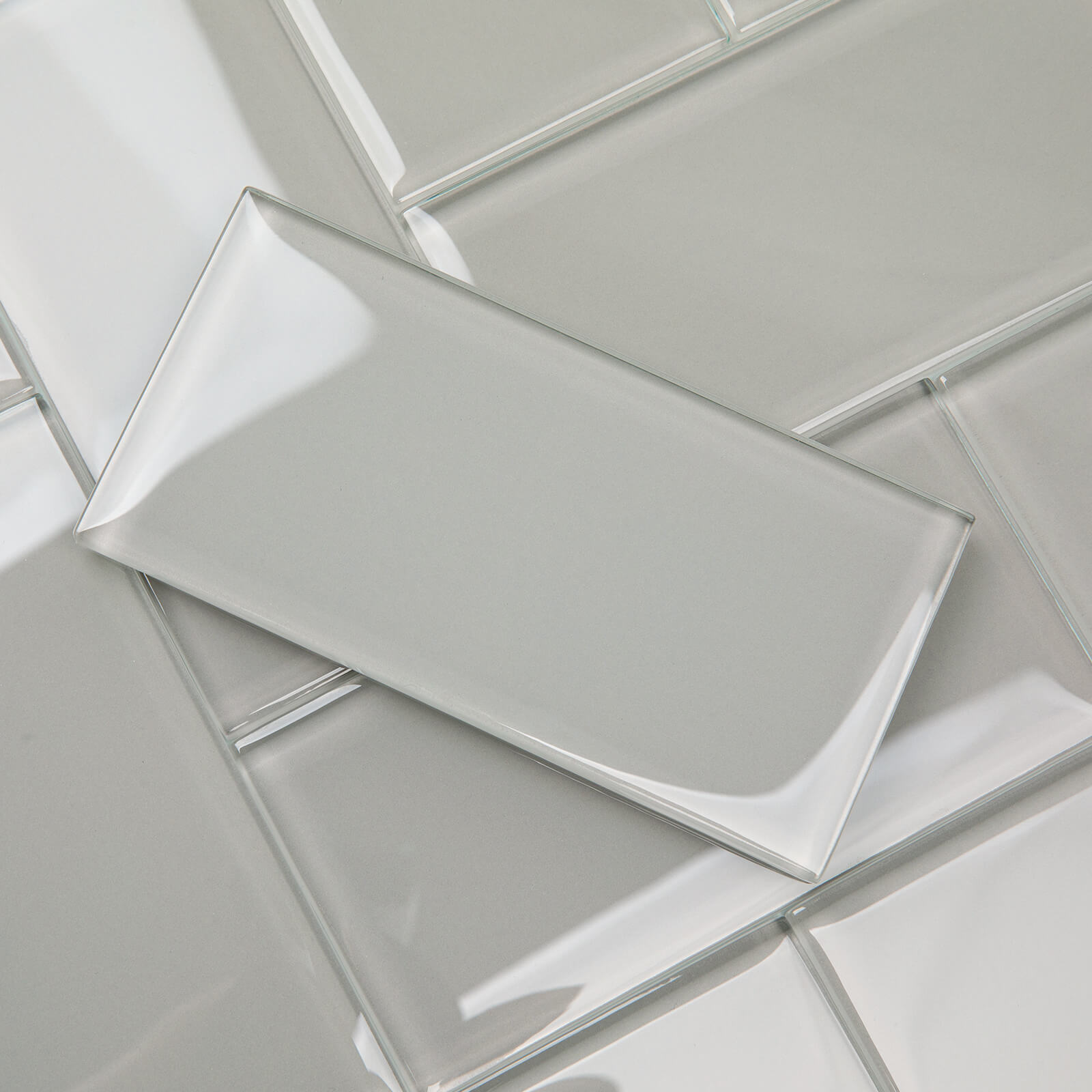 Warm Grey Glass Subway Tile, Glass for Bathroom Kitchen Shower Backsplash Wall, 3 x 6 Inches, 4 Sq.Ft.