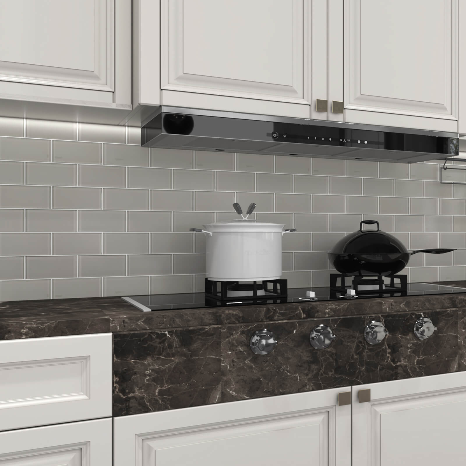 Warm Grey Glass Subway Tile, Glass for Bathroom Kitchen Shower Backsplash Wall, 3 x 6 Inches, 4 Sq.Ft.