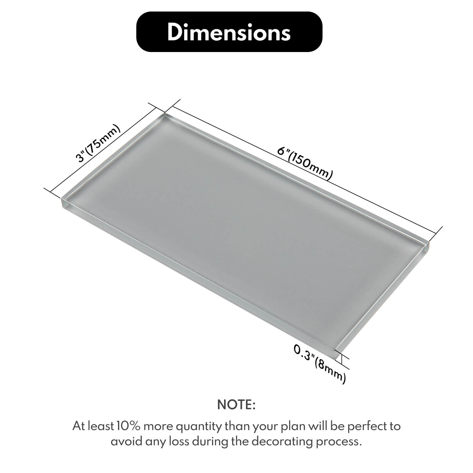 Grey Glass Subway Tile, Glass for Bathroom Kitchen Shower Backsplash Wall, 3 x 6 Inches, 4 Sq.Ft.