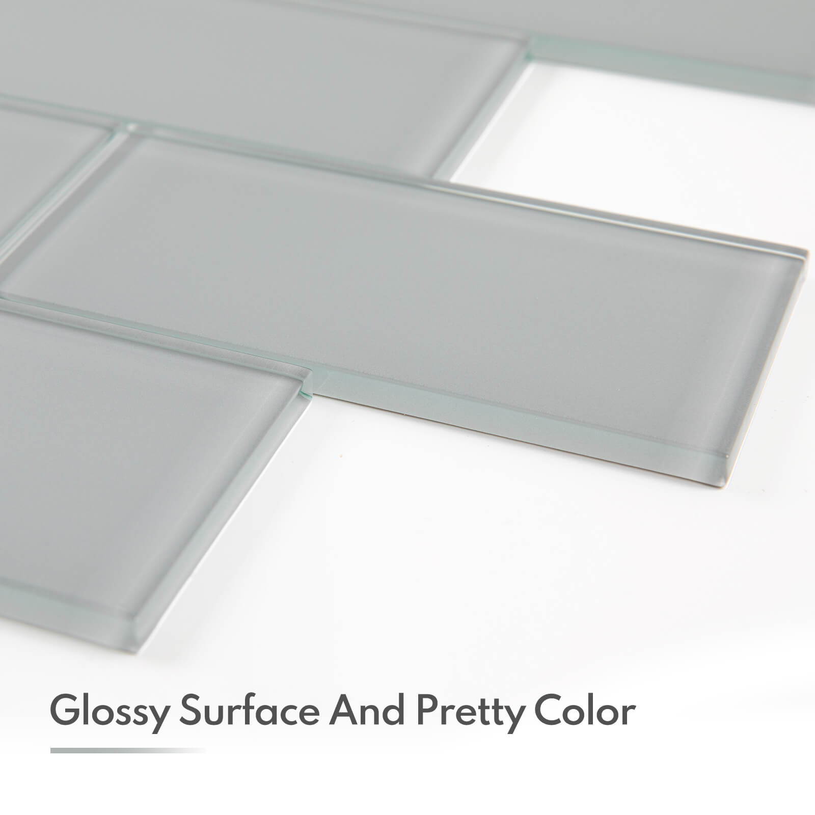 Grey Glass Subway Tile, Glass for Bathroom Kitchen Shower Backsplash Wall, 3 x 6 Inches, 4 Sq.Ft.