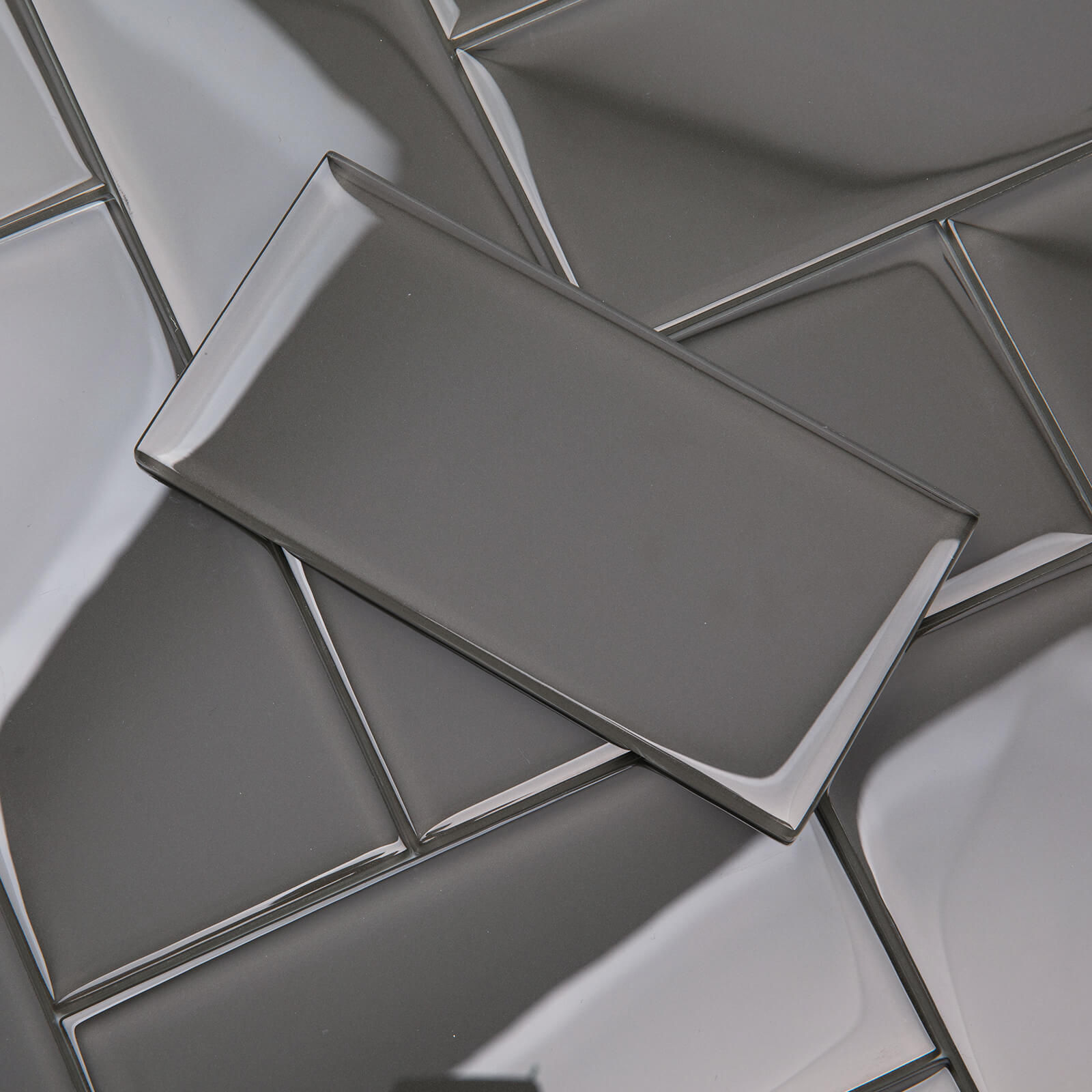 Dark Grey Glass Subway Tile, Glass for Bathroom Kitchen Shower Backsplash Wall, 3 x 6 Inches, 4 Sq.Ft.