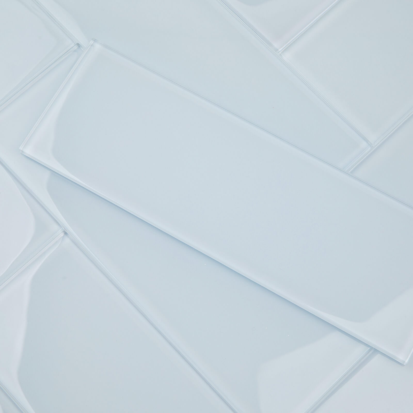 Ice Blue Glass Subway Tile, Glass for Bathroom Kitchen Shower Backsplash Wall, 4 x 12 Inches, 4 Sq.Ft.