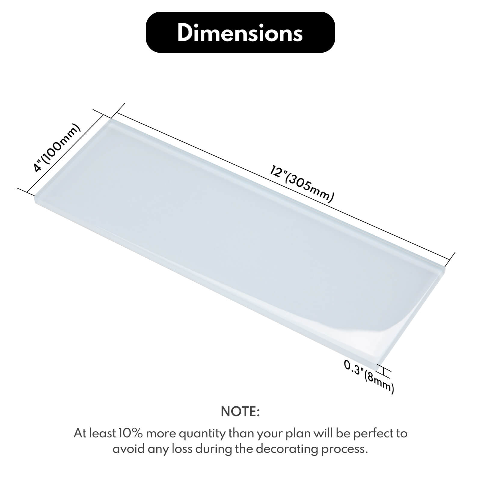 Ice Blue Glass Subway Tile, Glass for Bathroom Kitchen Shower Backsplash Wall, 4 x 12 Inches, 4 Sq.Ft.