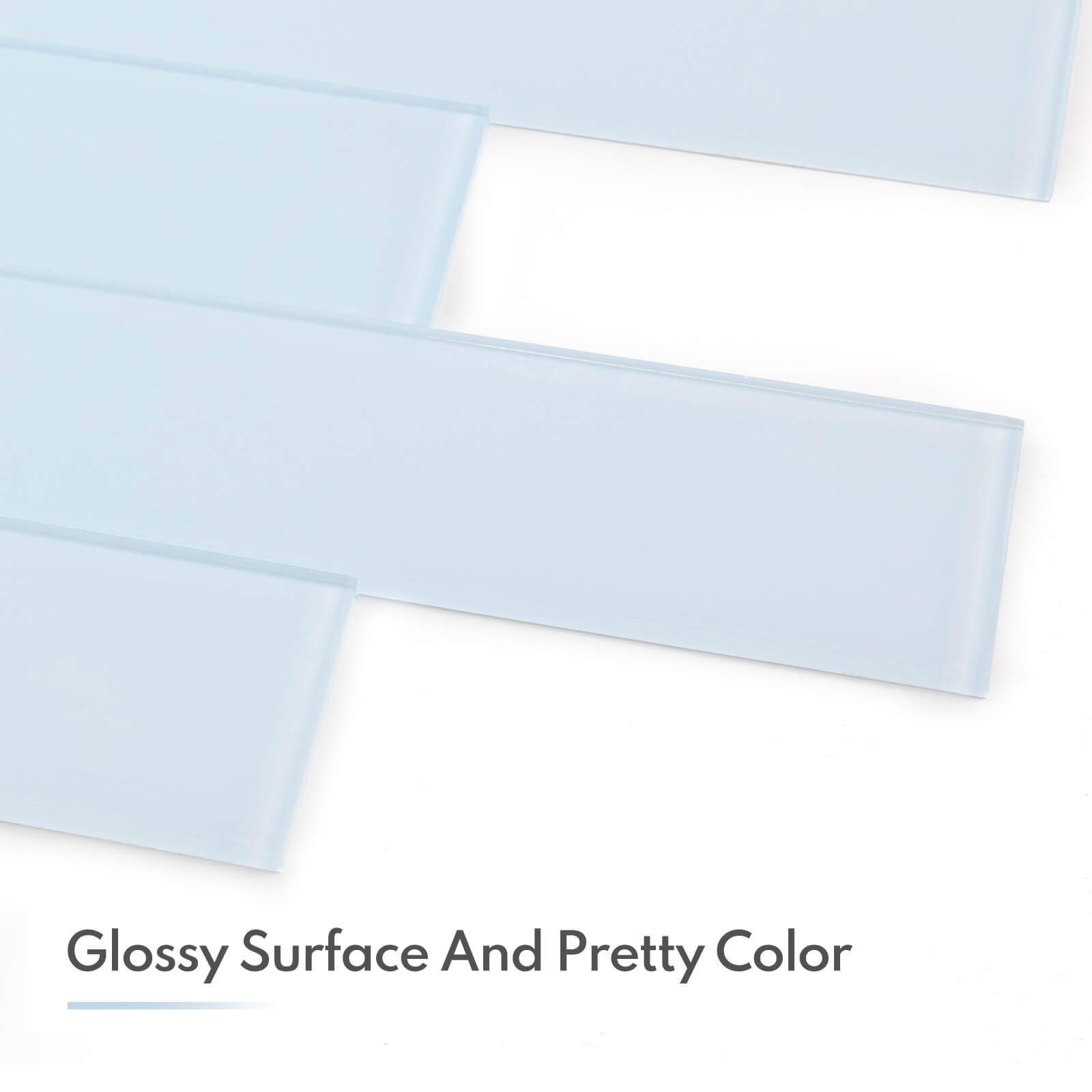 Ice Blue Glass Subway Tile, Glass for Bathroom Kitchen Shower Backsplash Wall, 4 x 12 Inches, 4 Sq.Ft.
