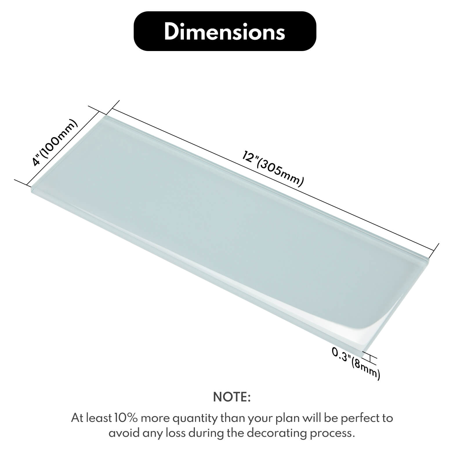 Soft Blue Glass Subway Tile, Glass for Bathroom Kitchen Shower Backsplash Wall, 4 x 12 Inches, 4 Sq.Ft.