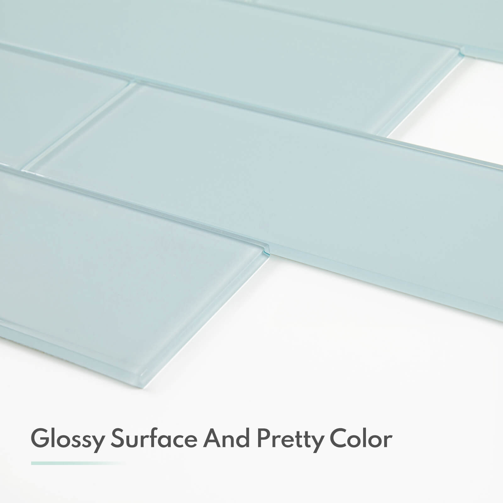 Soft Blue Glass Subway Tile, Glass for Bathroom Kitchen Shower Backsplash Wall, 4 x 12 Inches, 4 Sq.Ft.