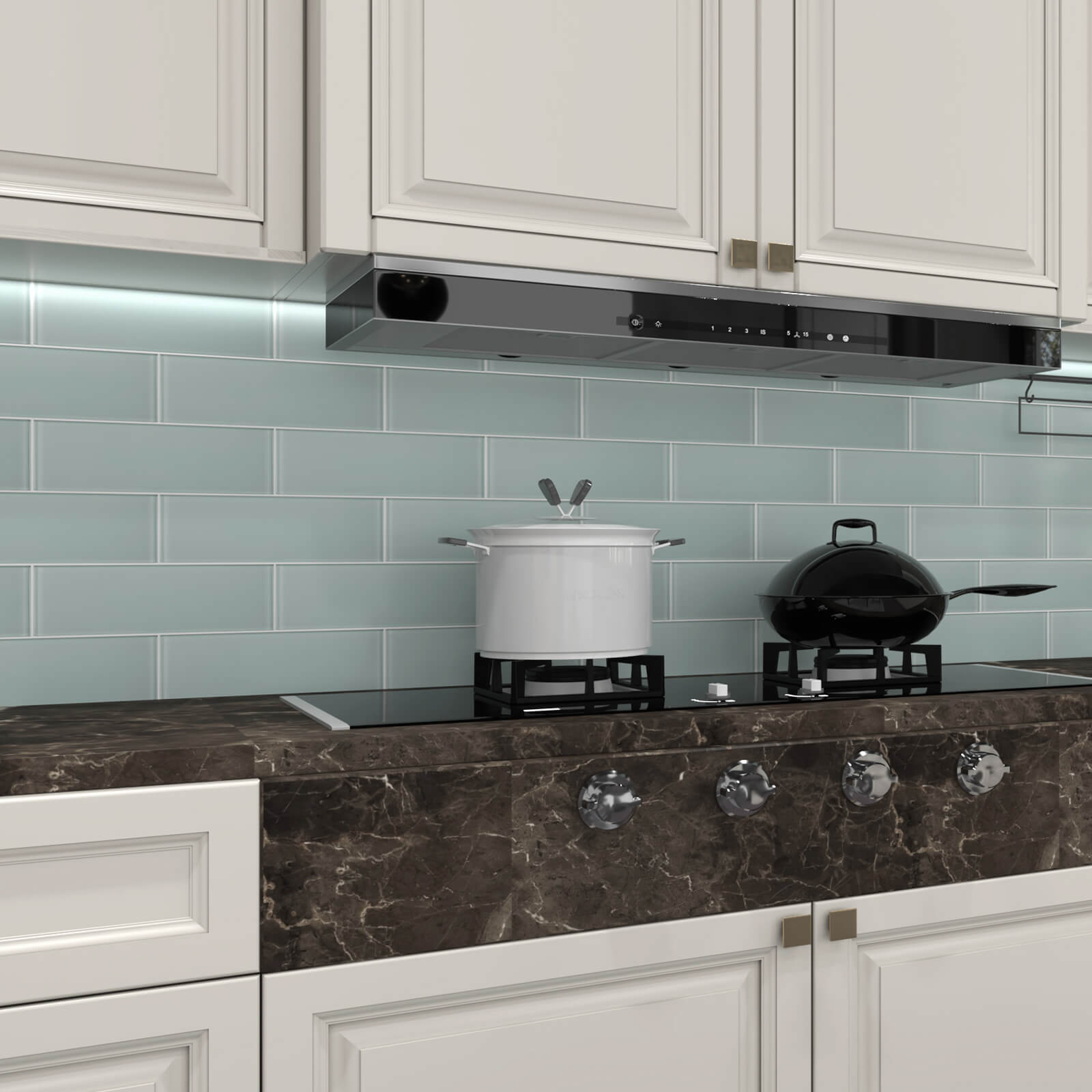 Soft Blue Glass Subway Tile, Glass for Bathroom Kitchen Shower Backsplash Wall, 4 x 12 Inches, 4 Sq.Ft.