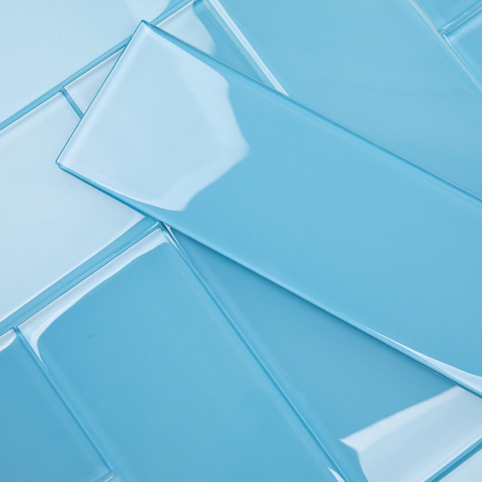 Blue Glass Subway Tile, Glass for Bathroom Kitchen Shower Backsplash Wall, 4 x 12 Inches, 4 Sq.Ft.