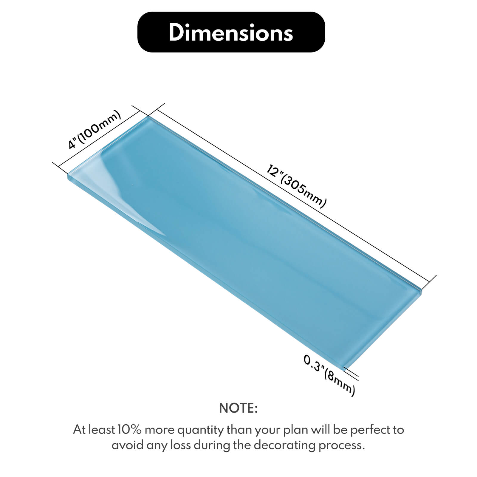 Blue Glass Subway Tile, Glass for Bathroom Kitchen Shower Backsplash Wall, 4 x 12 Inches, 4 Sq.Ft.