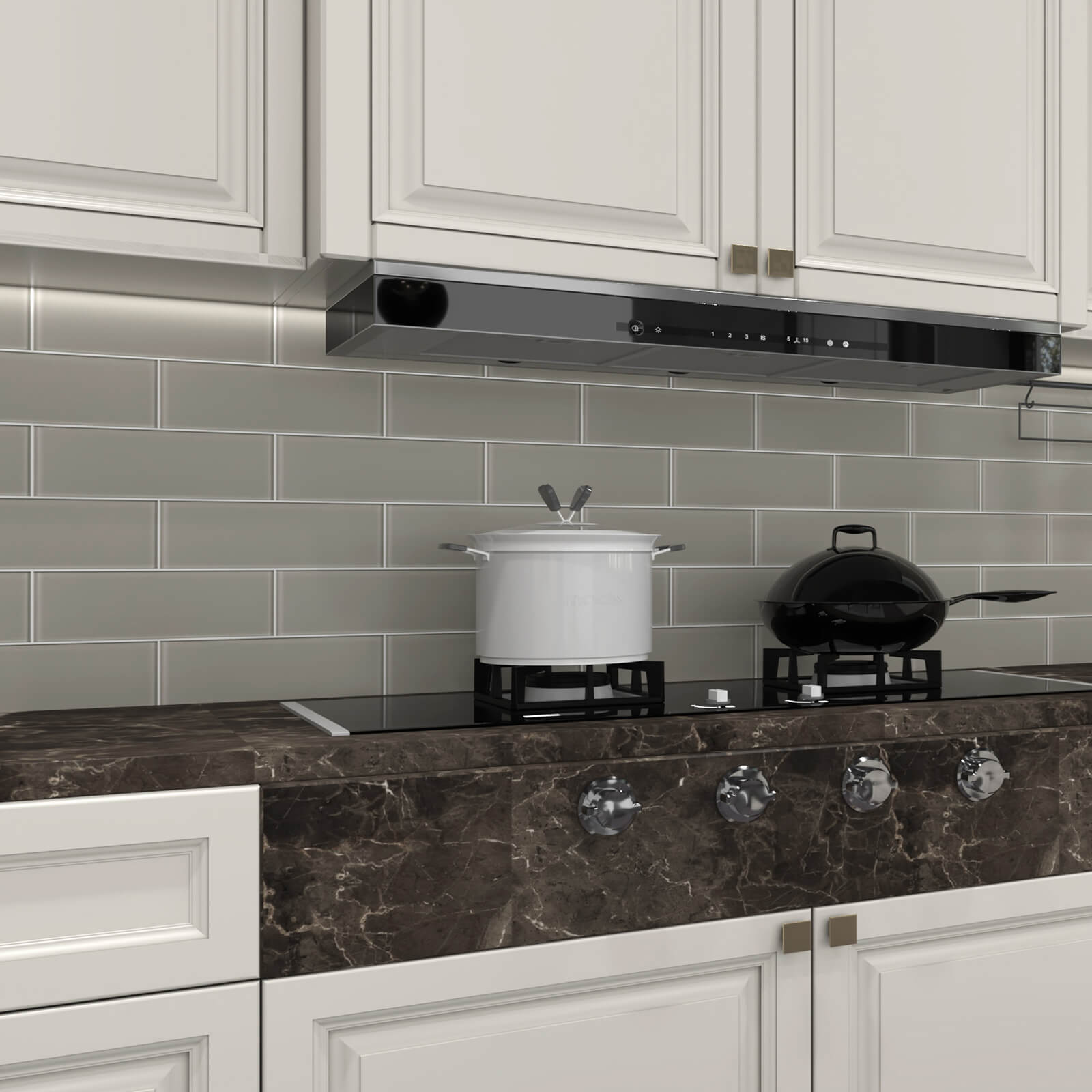 Warm Grey Glass Subway Tile, Glass for Bathroom Kitchen Shower Backsplash Wall, 4 x 12 Inches, 4 Sq.Ft.