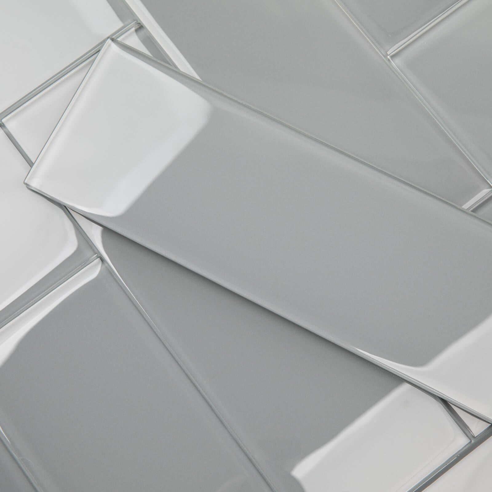 Grey Glass Subway Tile, Glass for Bathroom Kitchen Shower Backsplash Wall, 4 x 12 Inches, 4 Sq.Ft.