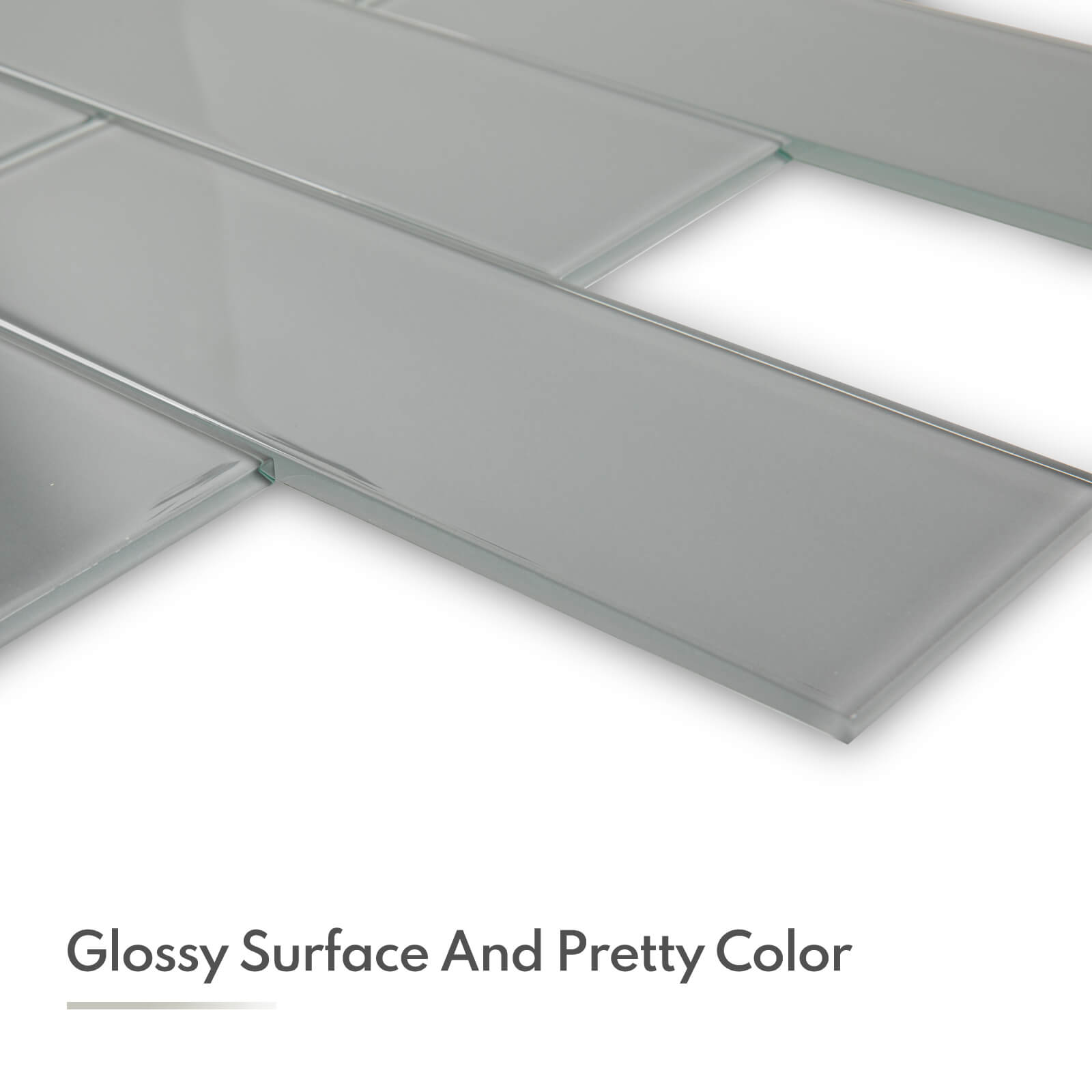 Grey Glass Subway Tile, Glass for Bathroom Kitchen Shower Backsplash Wall, 4 x 12 Inches, 4 Sq.Ft.