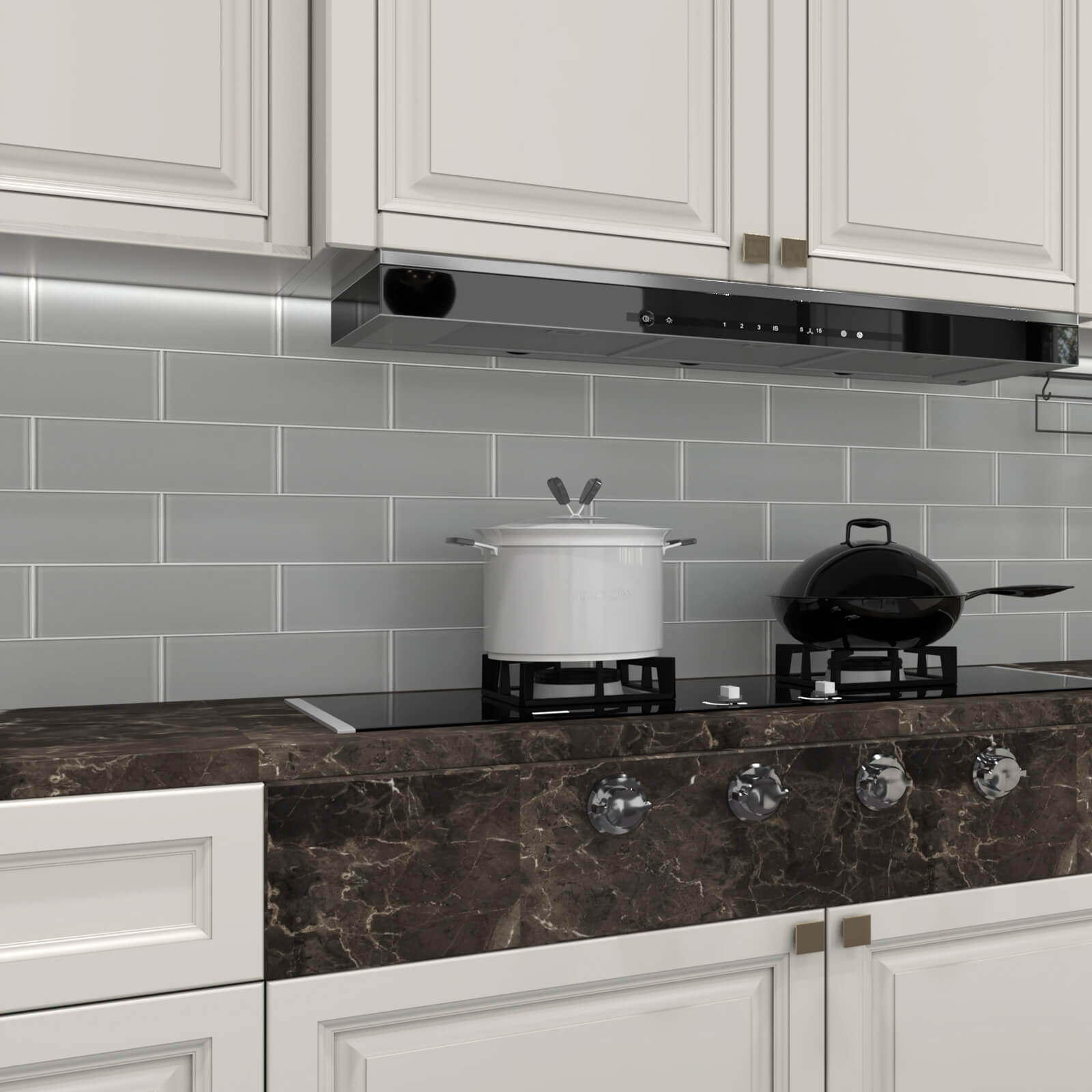 Grey Glass Subway Tile, Glass for Bathroom Kitchen Shower Backsplash Wall, 4 x 12 Inches, 4 Sq.Ft.