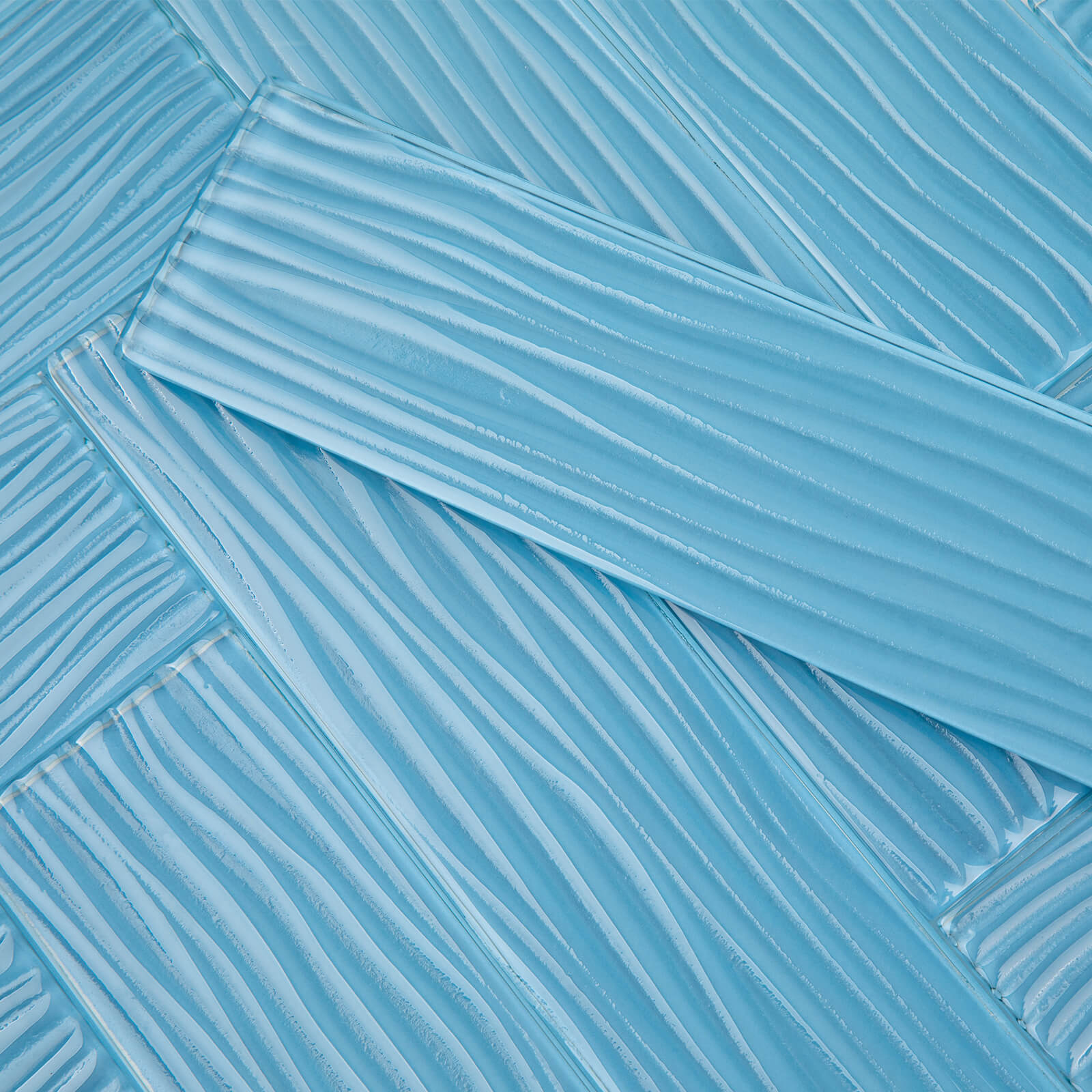 Blue Water Wave Glass Subway Tile, Glass for Bathroom Kitchen Backsplash Wall, 3 x 12 Inch, 4 Sq.Ft.