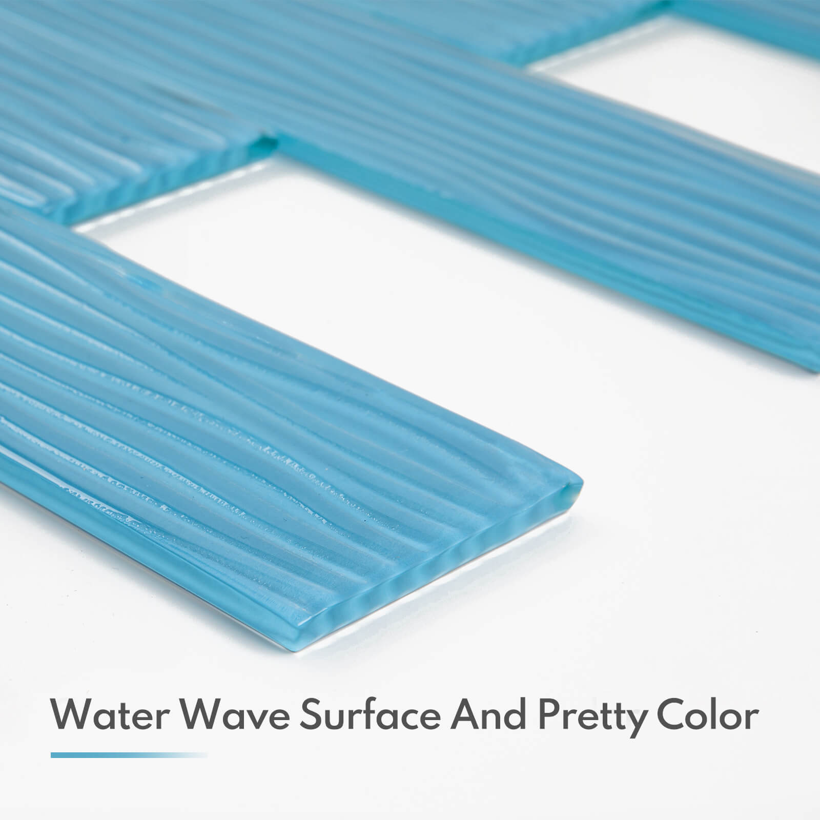 Blue Water Wave Glass Subway Tile, Glass for Bathroom Kitchen Backsplash Wall, 3 x 12 Inch, 4 Sq.Ft.