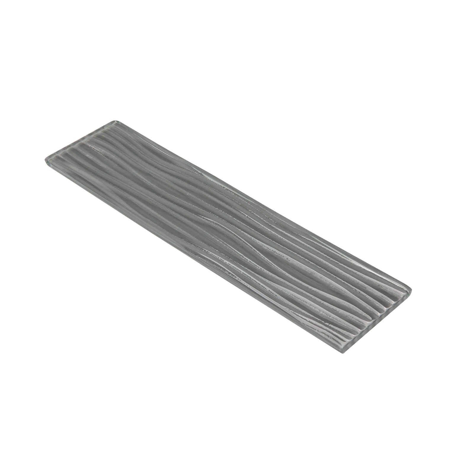 Grey Water Wave Glass Subway Tile, Glass for Bathroom Kitchen Backsplash Wall, 3 x 12 Inch, 4 Sq.Ft.