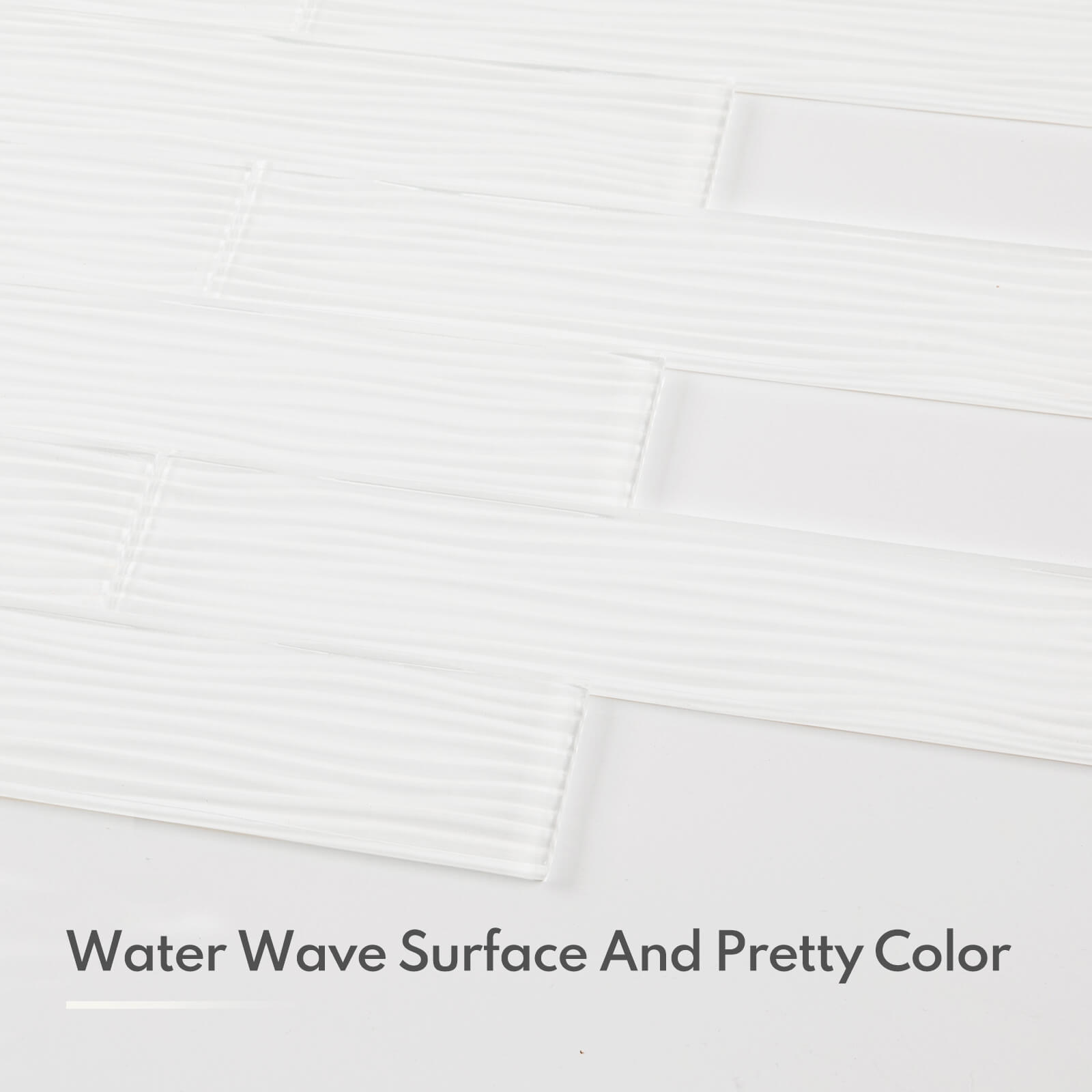 White Water Wave Glass Subway Tile, Glass for Bathroom Kitchen Backsplash Wall, 3 x 12 Inch, 4 Sq.Ft.