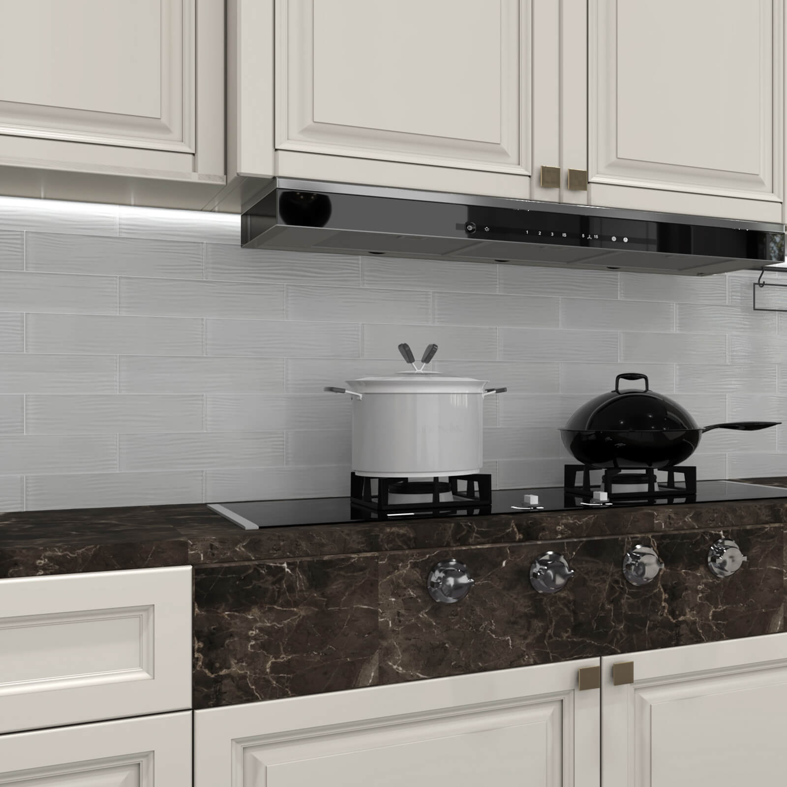 White Water Wave Glass Subway Tile, Glass for Bathroom Kitchen Backsplash Wall, 3 x 12 Inch, 4 Sq.Ft.