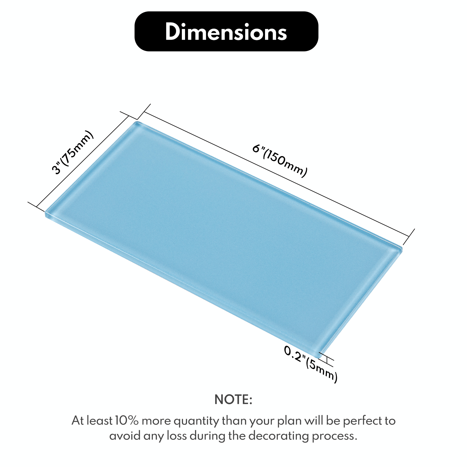 Peel and Stick Glass Subway Tile, 3 x 6 Inch, 5 Sq Ft, Blue Glass for Bathroom Kitchen Backsplash Wall, 40-Pack