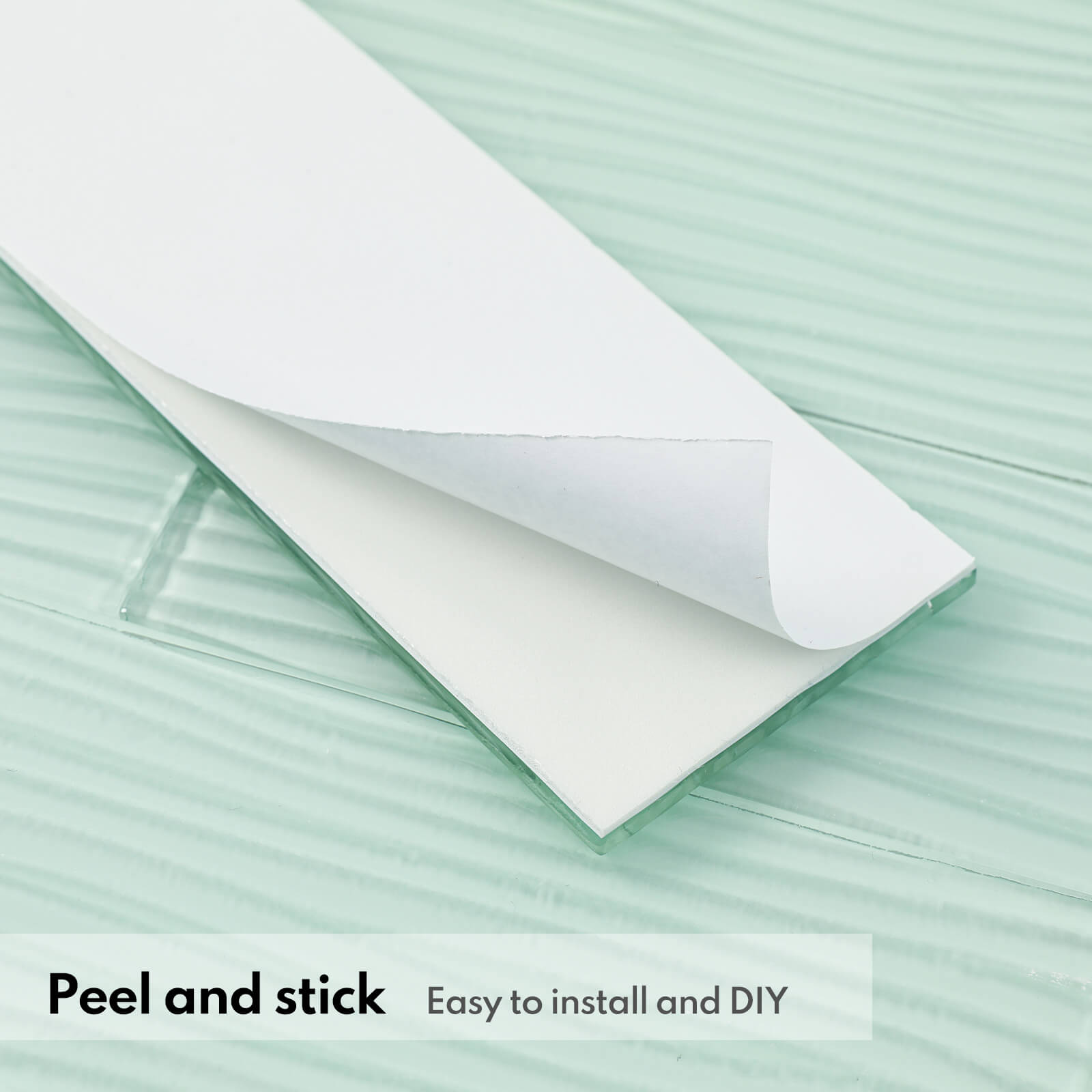 Lovdeco Peel and Stick Glass Subway Tile, 3 x 12 Inch, 5 Sq Ft, Light Green Water Wave Glass for Bathroom Kitchen Backsplash Wall, 20-Pack