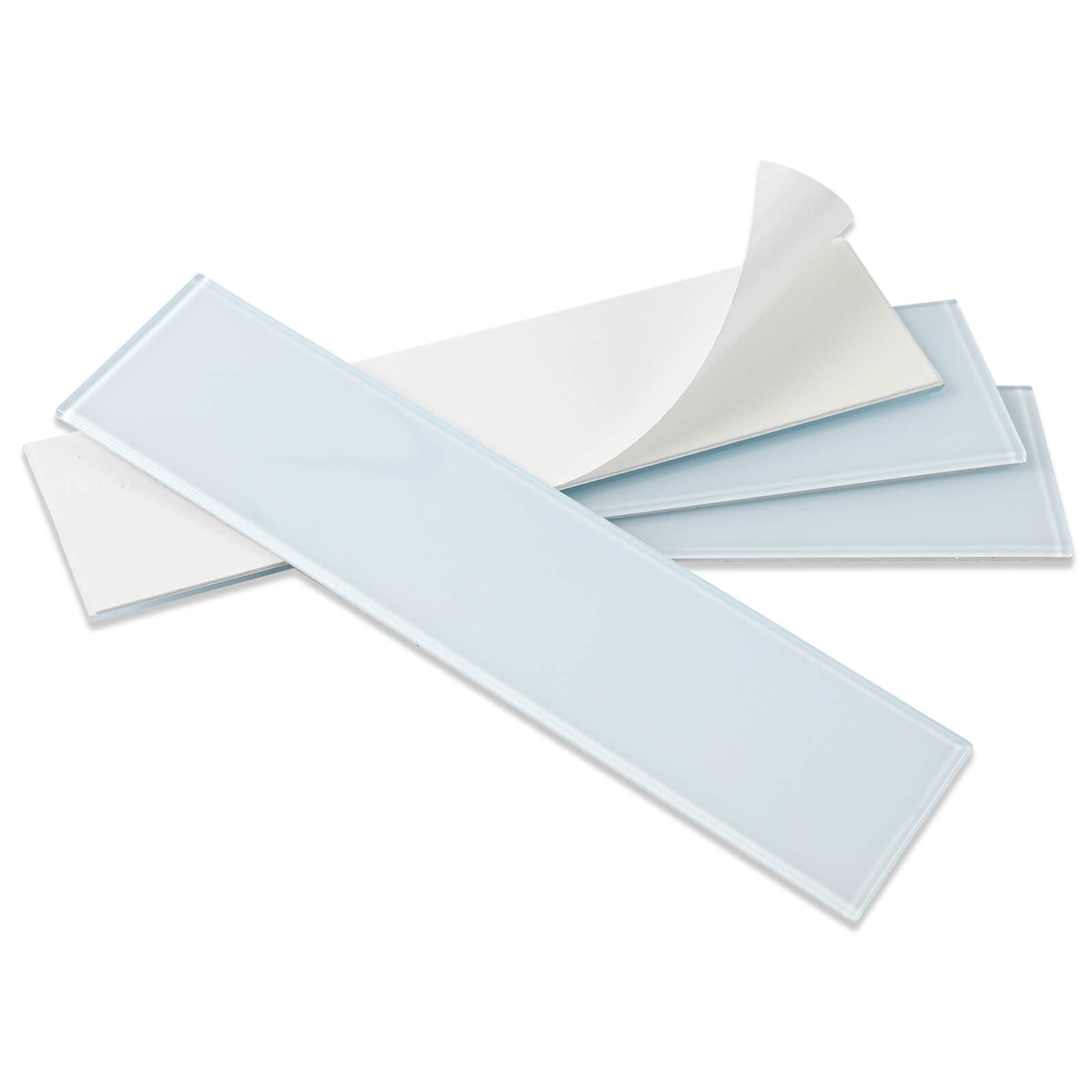 Lovdeco Peel and Stick Glass Subway Tile, 3 x 12 Inch, 5 Sq Ft, Ice Blue Glass for Bathroom Kitchen Backsplash Wall, 20-Pack
