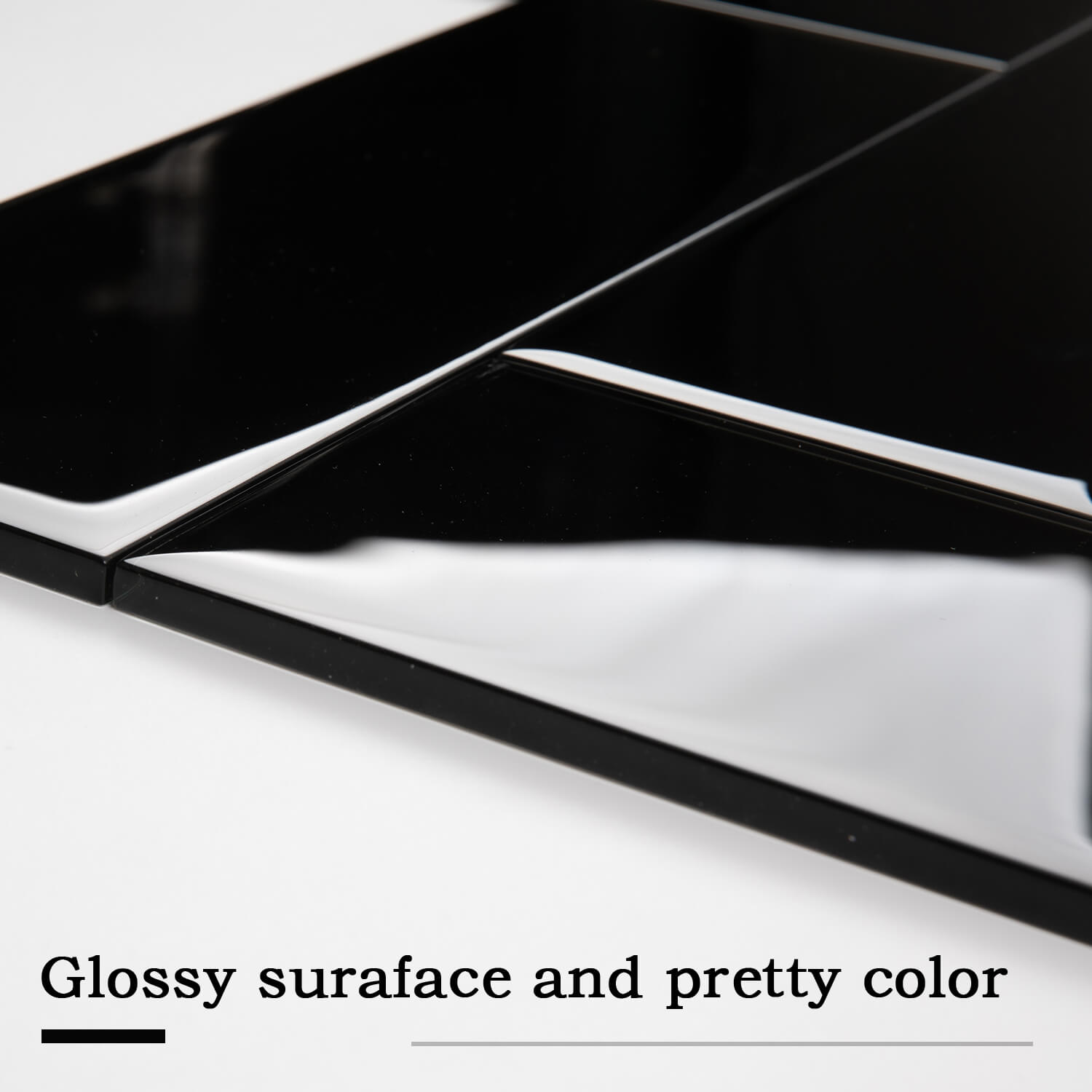 Black Glass Subway Tile, Glass for Bathroom Kitchen Shower Backsplash Wall, 4 x 12 Inches, 4 Sq.Ft.