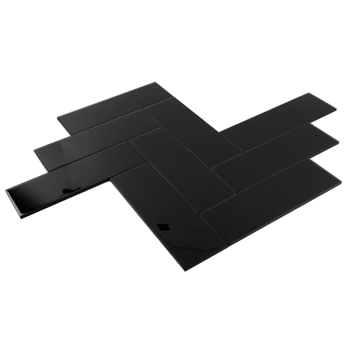 Black Glass Subway Tile, Glass for Bathroom Kitchen Shower Backsplash Wall, 4 x 12 Inches, 4 Sq.Ft.