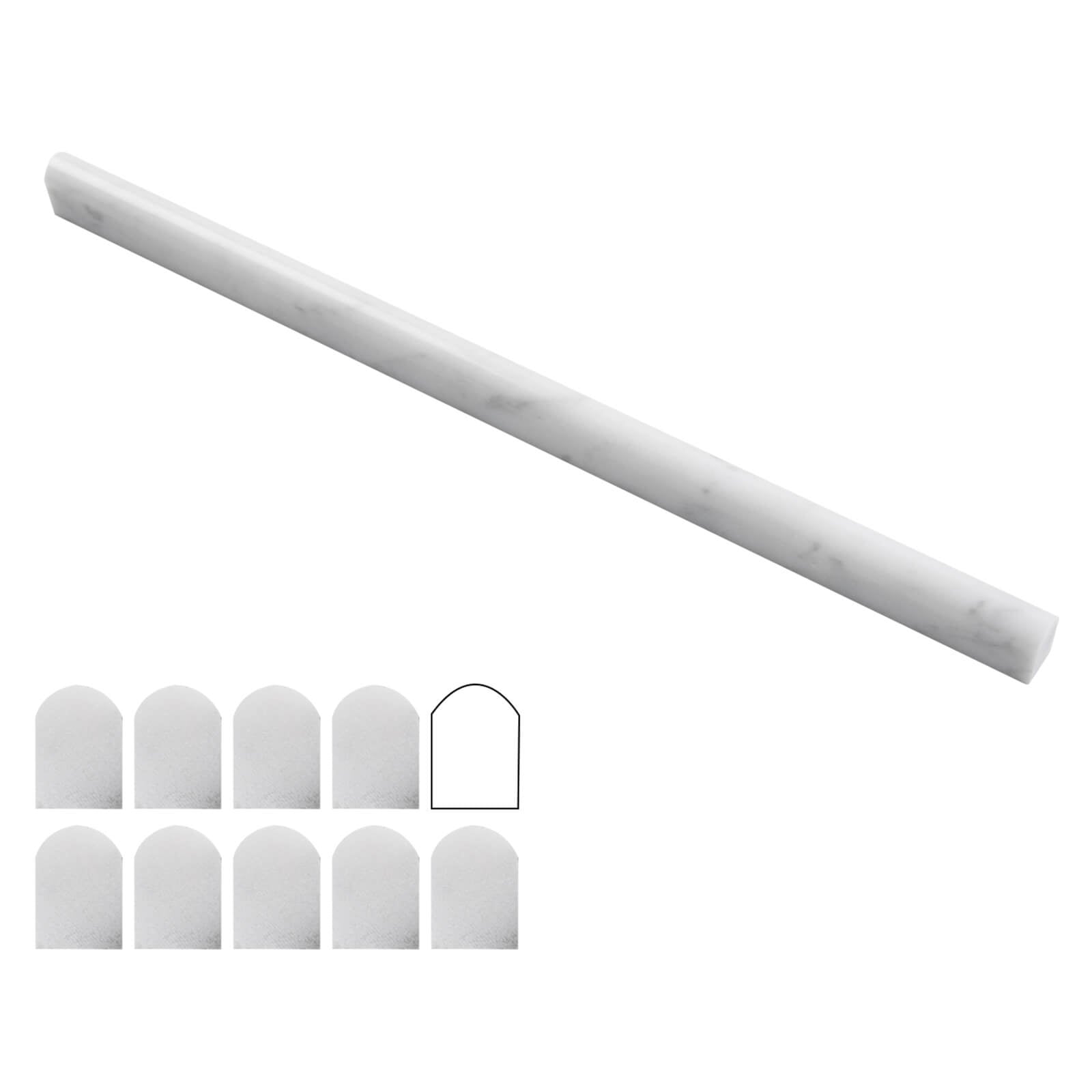 Bianco Carrara White Marble Pencil Liner Tile Trim, Liner, 1/2*12 inches, Polished, MA2