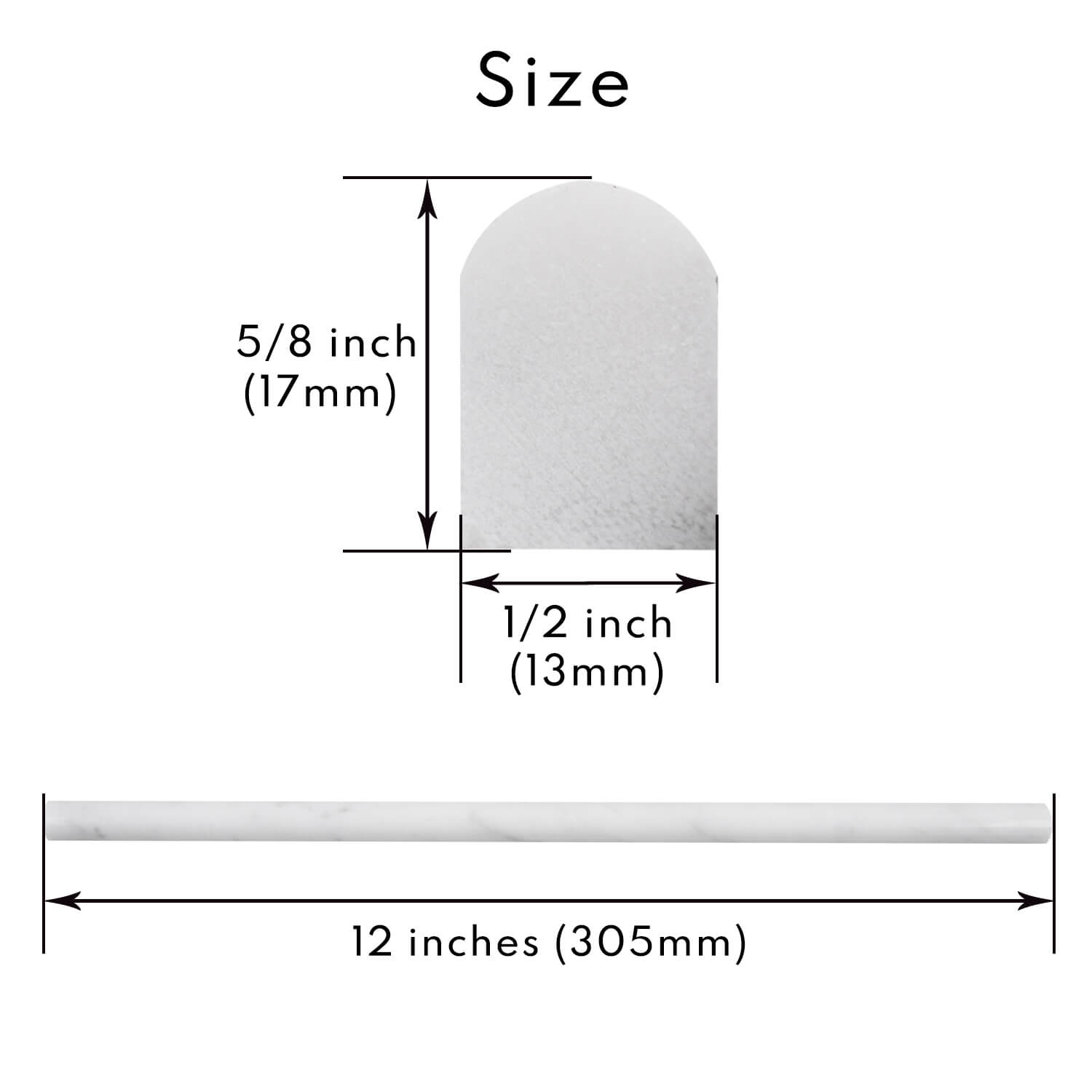 Bianco Carrara White Marble Pencil Liner Tile Trim, Liner, 1/2*12 inches, Polished, MA2