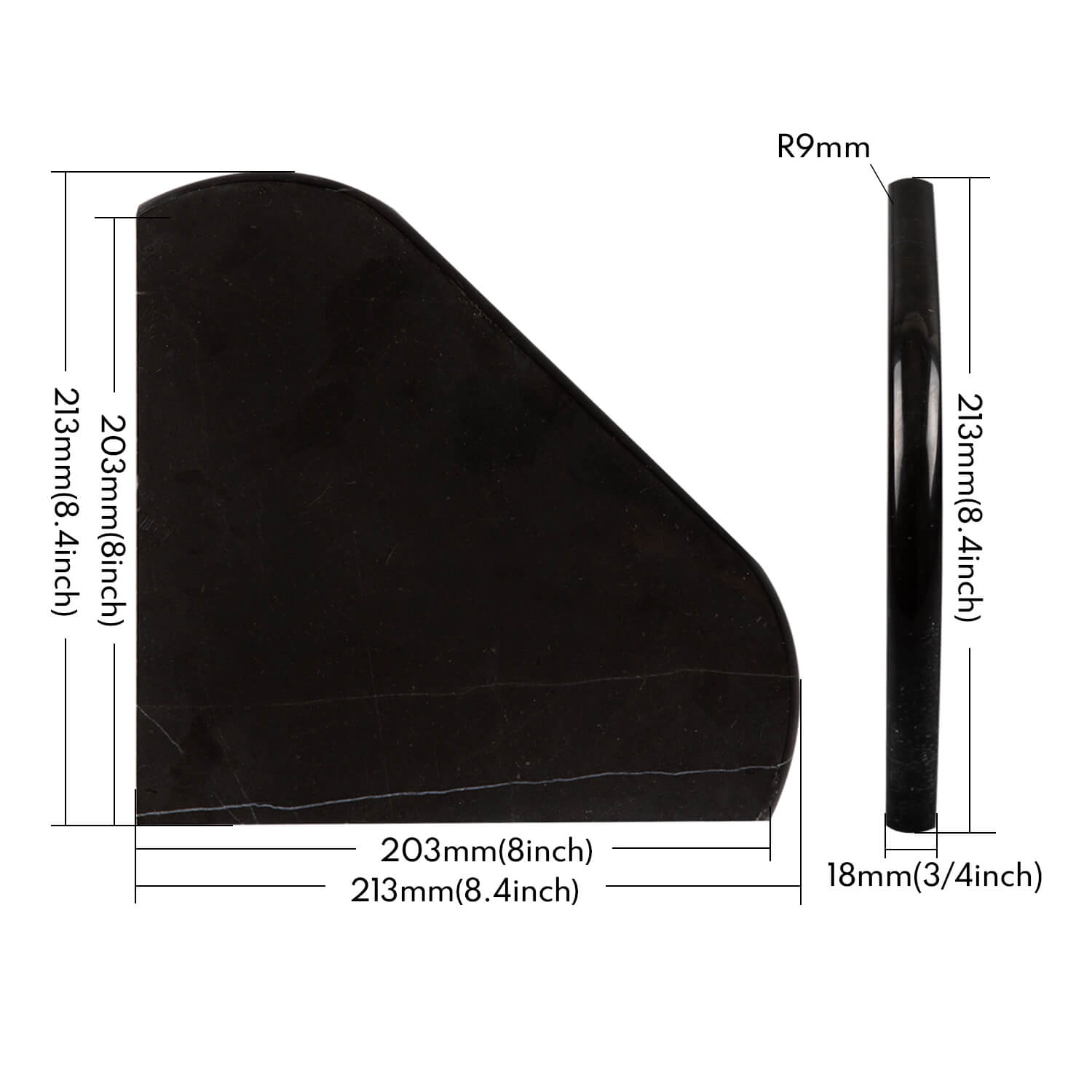 Nero Marquina Black Marble Corner Shower Shelf, 8 Inches, Polished, MA24