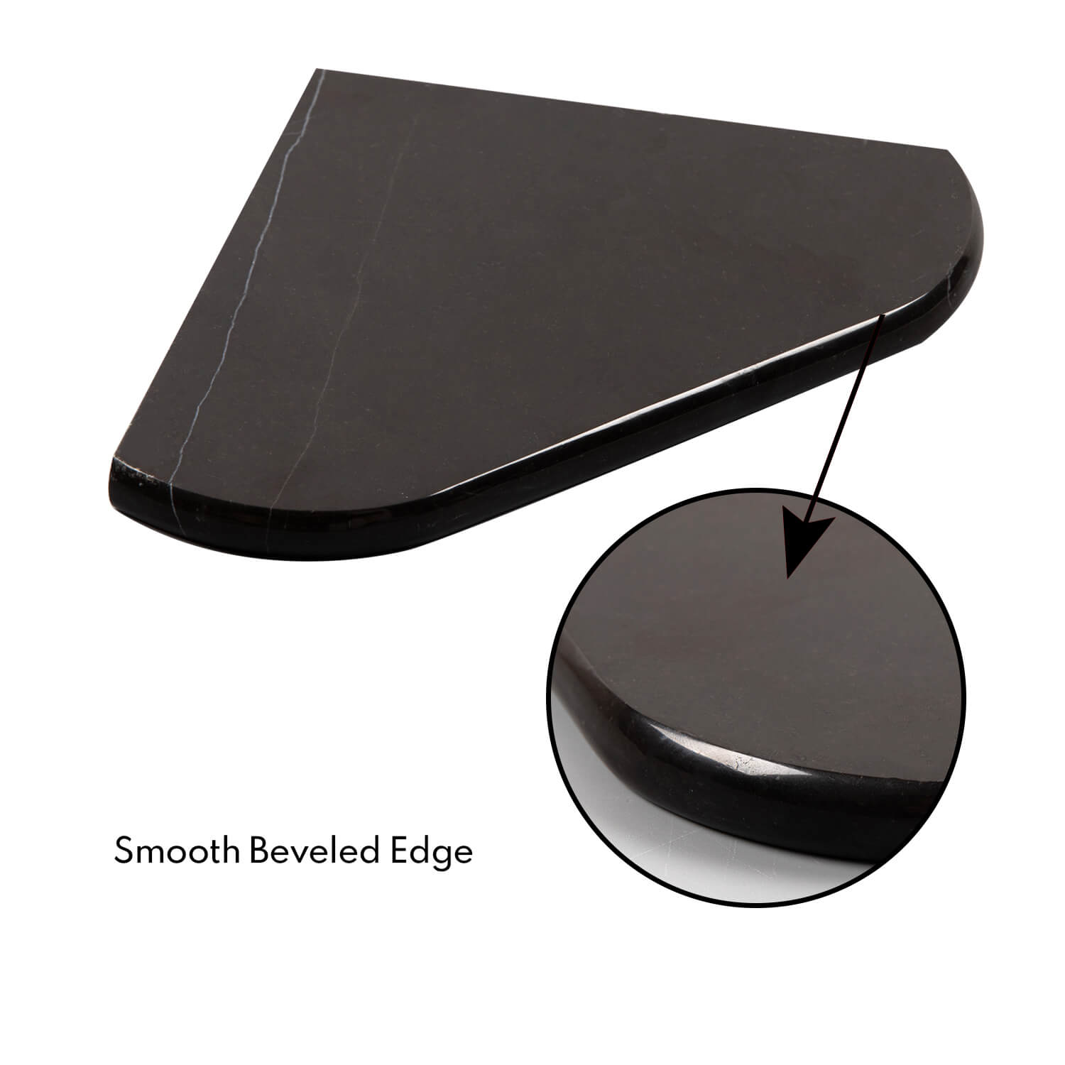 Nero Marquina Black Marble Corner Shower Shelf, 8 Inches, Polished, MA24