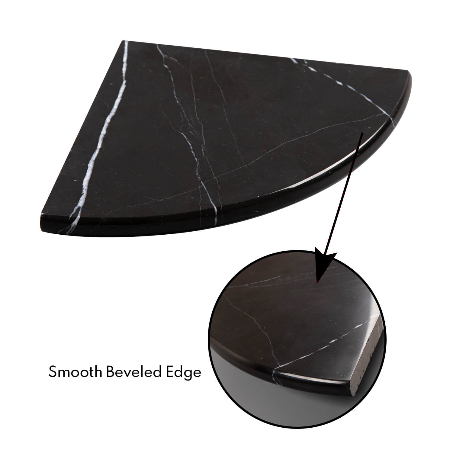 Nero Marquina Black Marble Corner Shower Shelf, 9 Inches, Polished, MA28