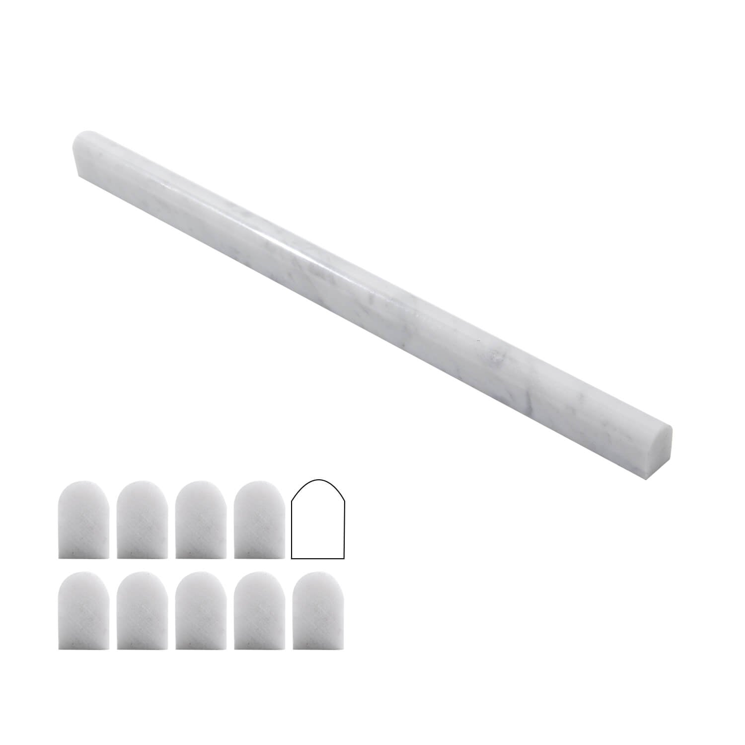 Bianco Carrara White Marble Pencil Liner Tile Trim, Liner, 3/5*12 inches, Polished, MA3
