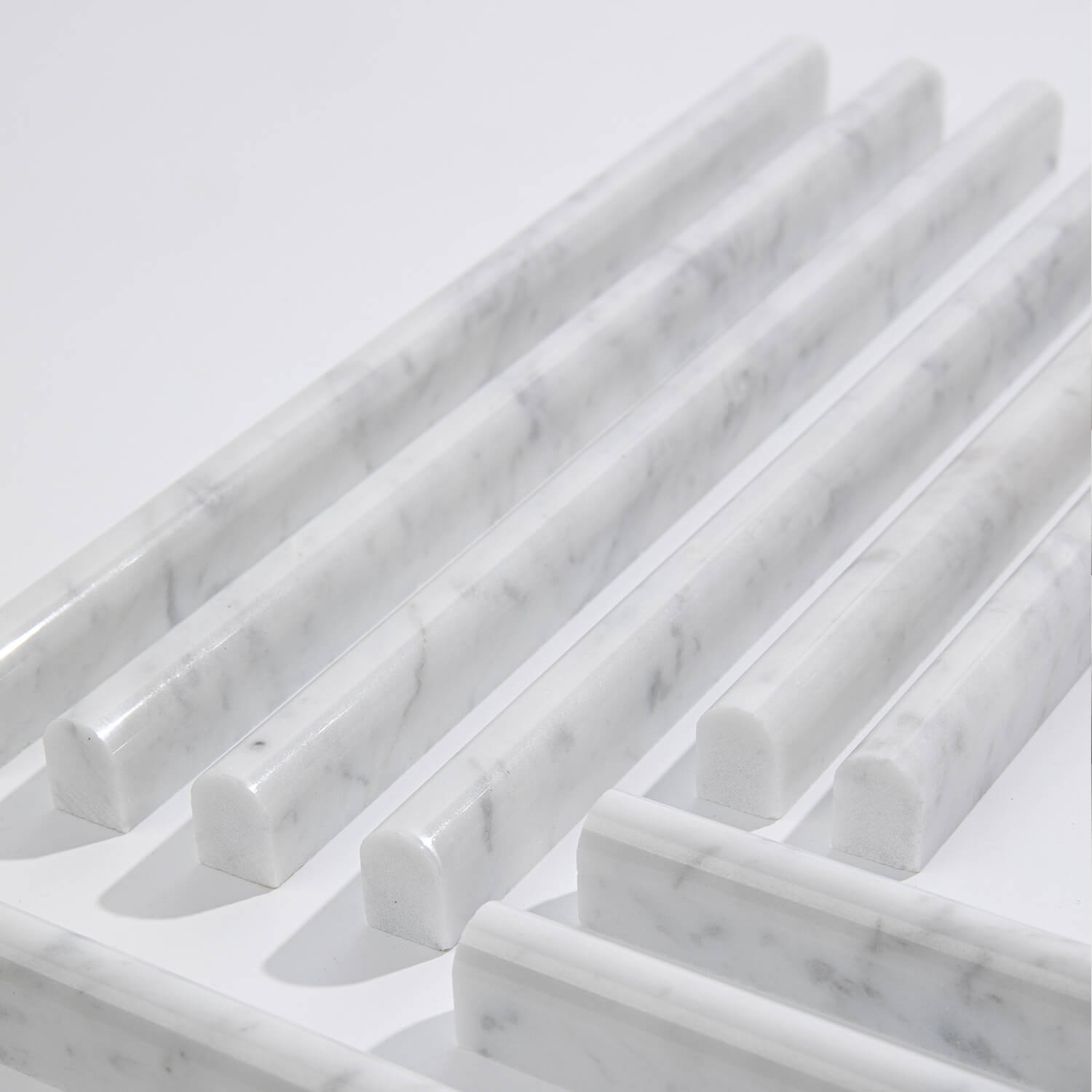 Bianco Carrara White Marble Pencil Liner Tile Trim, Liner, 3/5*12 inches, Polished, MA3