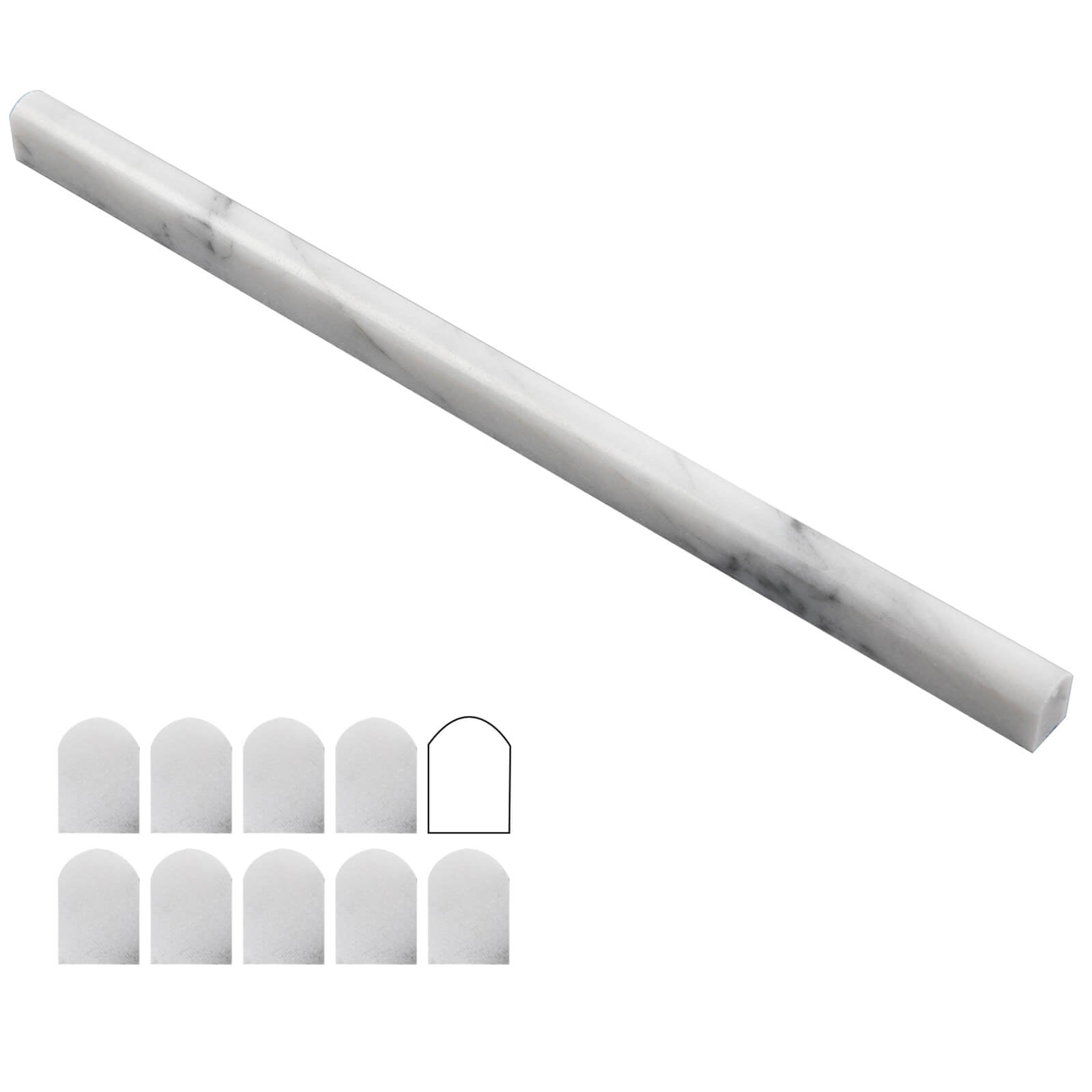 Bianco Carrara White Marble Pencil Liner Tile Trim, Liner, 1/2*12 inches, Honed, MA32