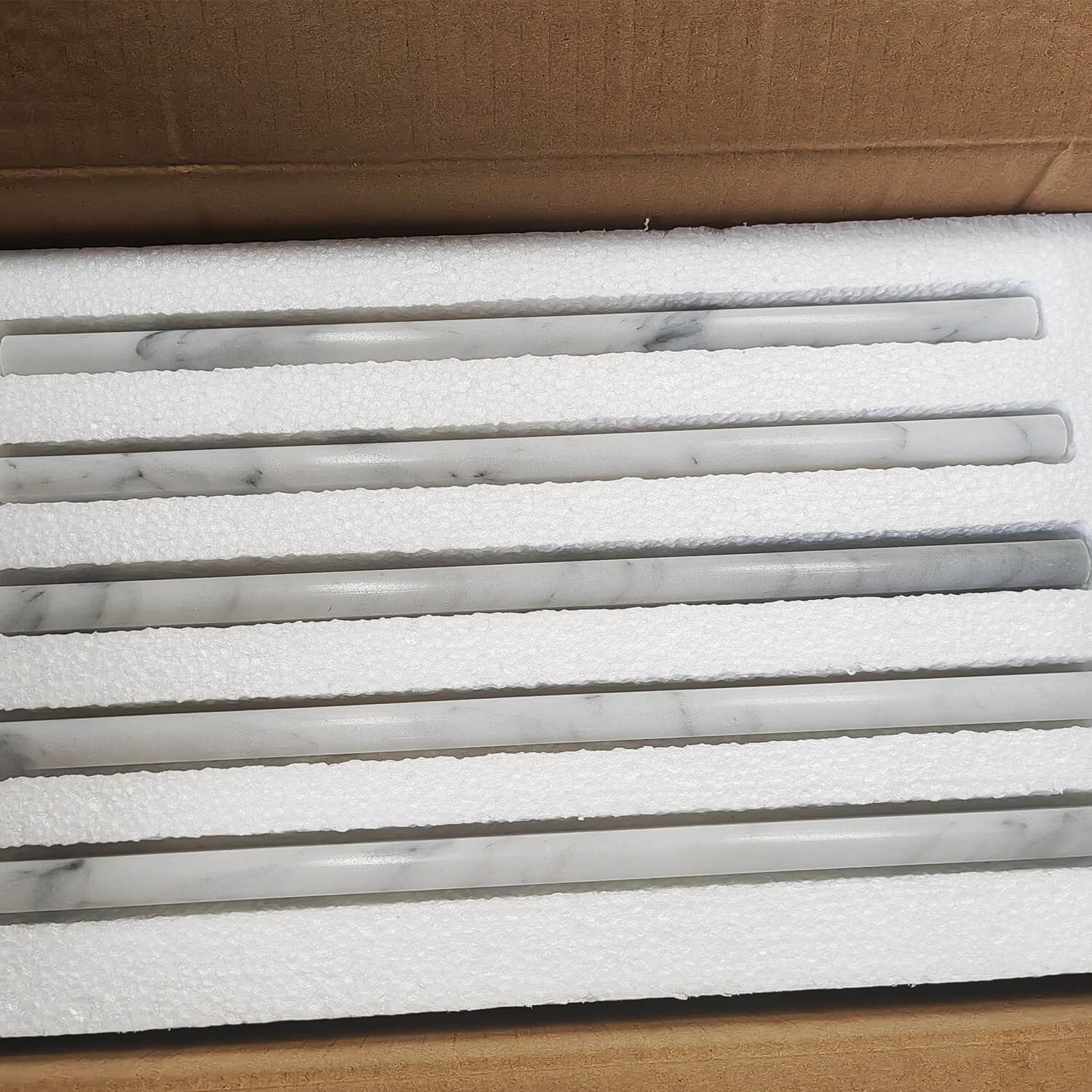 Bianco Carrara White Marble Pencil Liner Tile Trim, Liner, 1/2*12 inches, Honed, MA32
