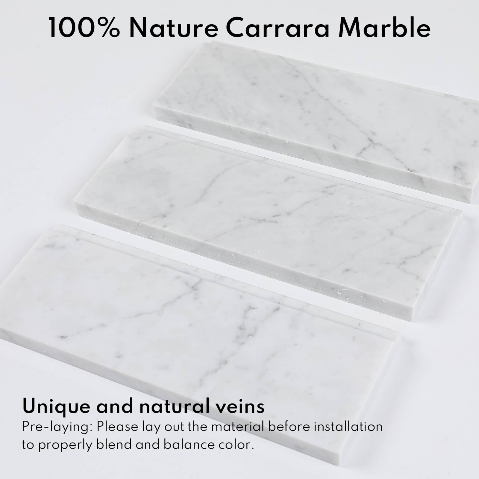 Bianco Carrara White Marble Baseboard Trim Molding, White, 4.5 x 12 Inch, Polished, MA34
