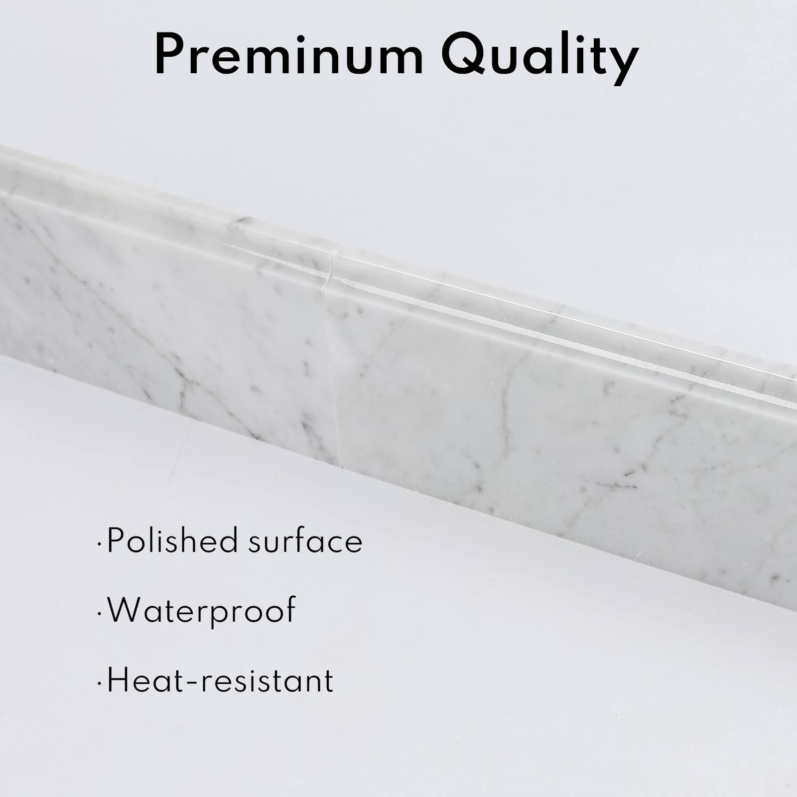 Bianco Carrara White Marble Baseboard Trim Molding, White, 4.5 x 12 Inch, Polished, MA34