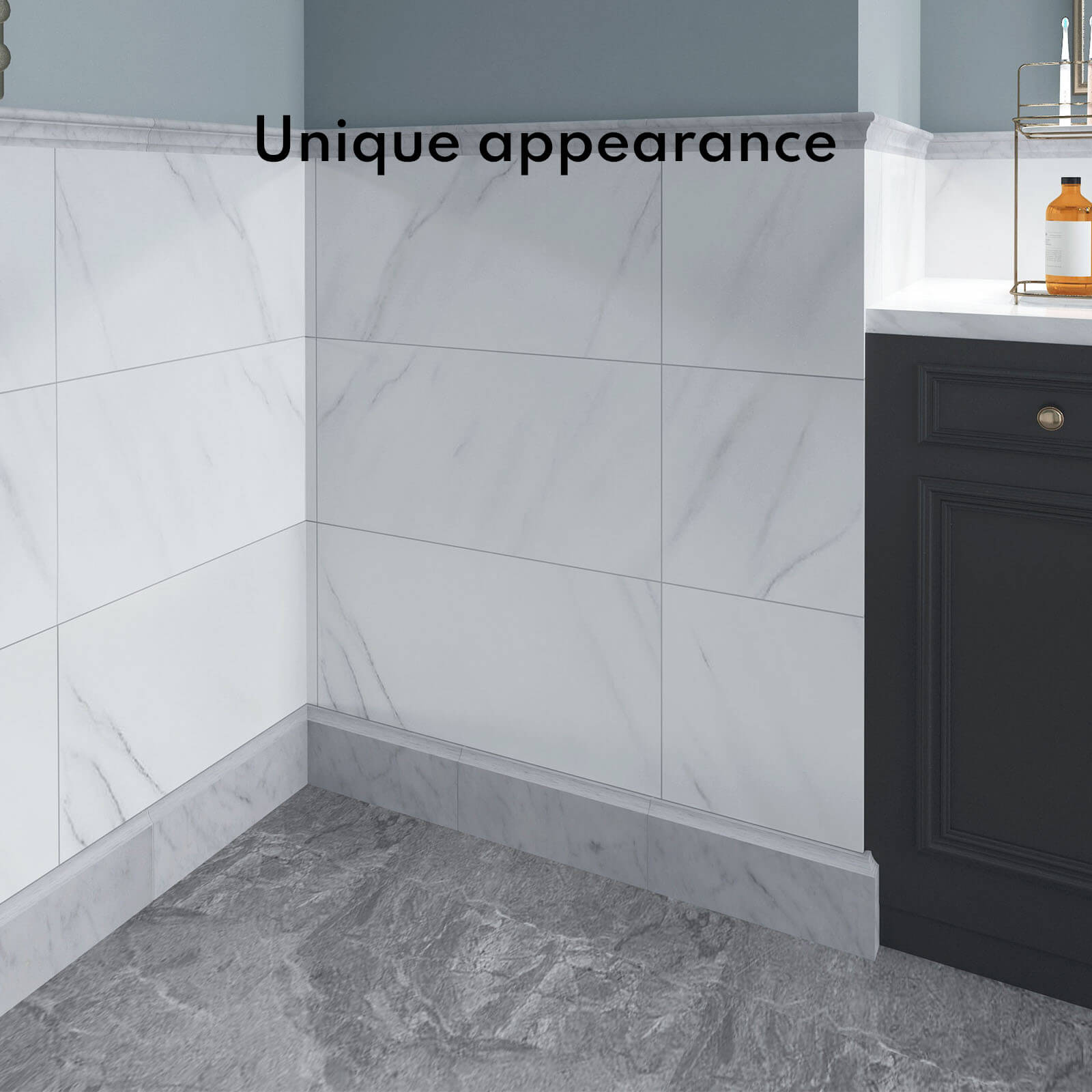 Bianco Carrara White Marble Baseboard Trim Molding, White, 4.5 x 12 Inch, Polished, MA34