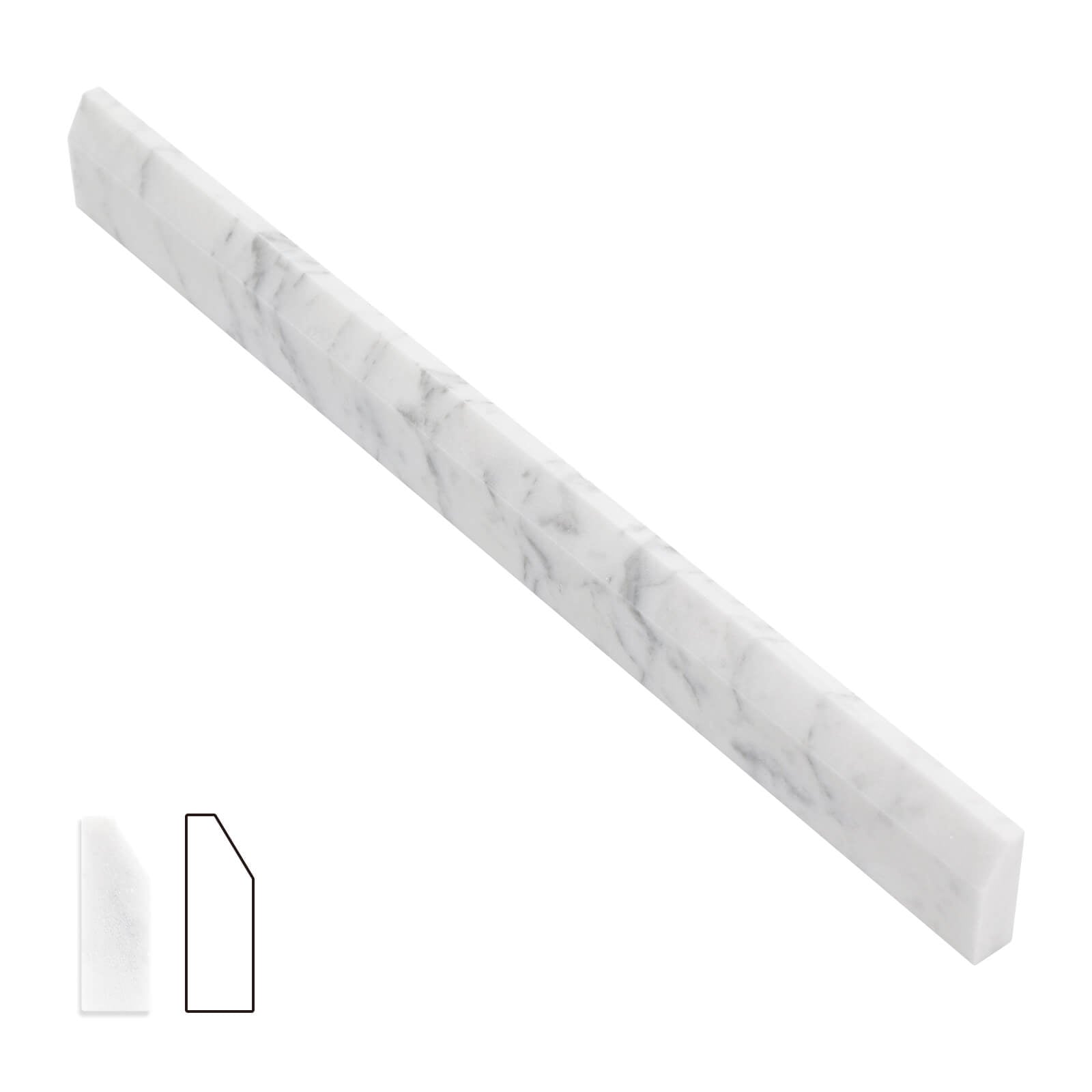 Lovdeco Carrara White 4/5" X 12" Marble Pencil Liner Tile, Edge Trim Molding for Shower and Backsplash, Bullnose Tile Trim Ploish, 10 Pcs/Box